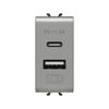ChoruSmart USB töltőaljzat A+C 1M USB titán bepattintás GEWISS - GW14449