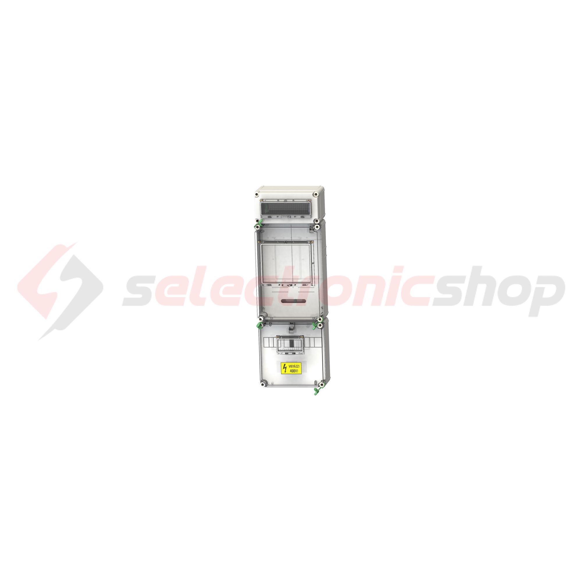 1/3F mérőszekrény 1xM63.80A +12M szabadvezetékes 1-szintes 1M PVT 3075 Fm-SZ ÁK 12 Csatári Plast - CSP21.E016ÁK