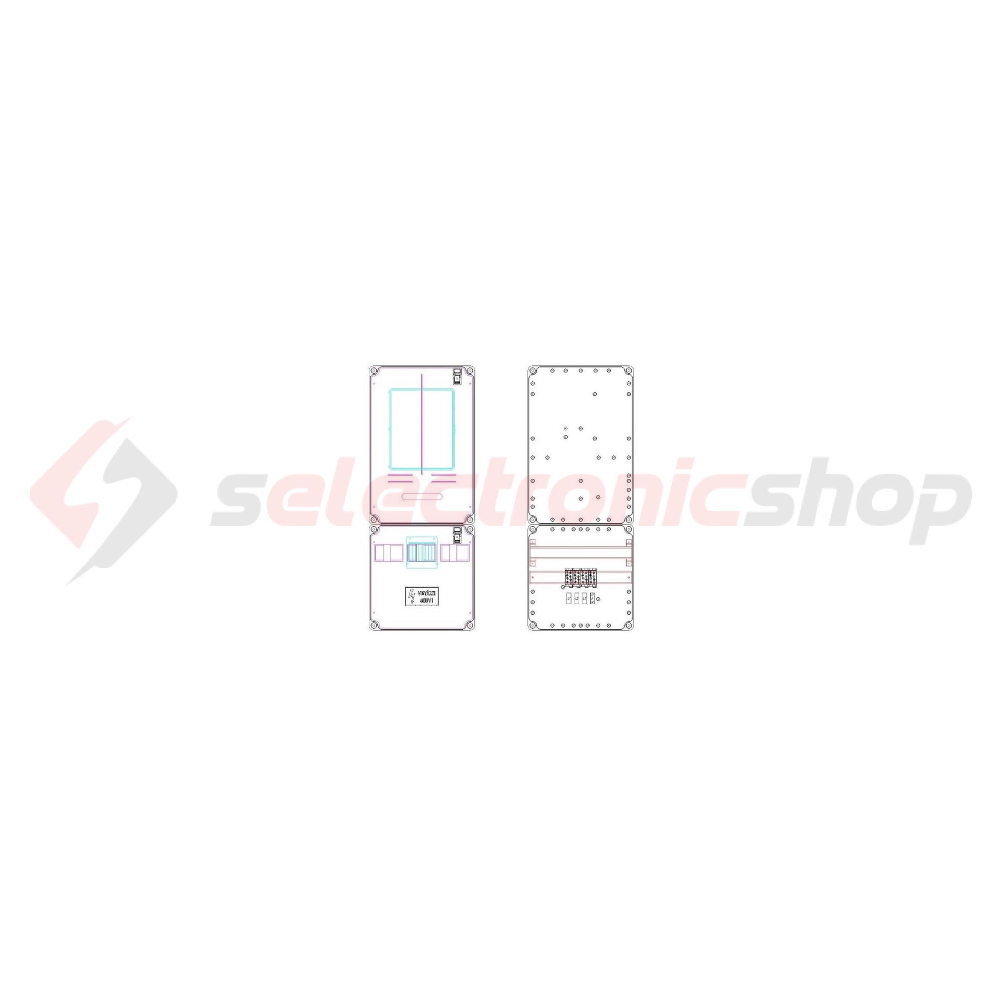 1/3F mérőszekrény 1xM63.80A szabadvezetékes 1-szintes 1-mérőhely 1M PVT 3075 Fm-SZ Csatári Plast - CSP21.E016