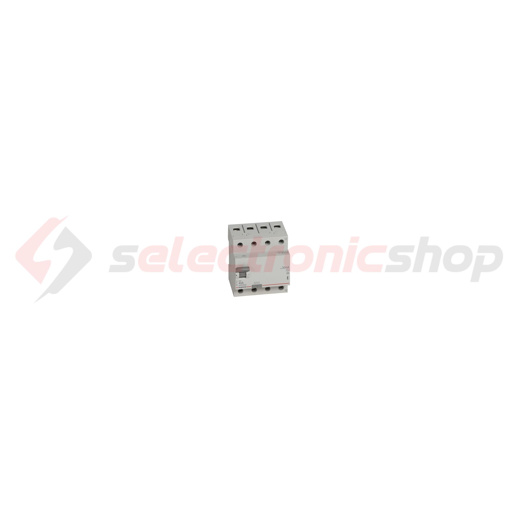 Áram-védőkapcsoló (Fi-relé) analóg 3P+N 40A 30mA A-típus 10kA RX3 LEGRAND - 402075