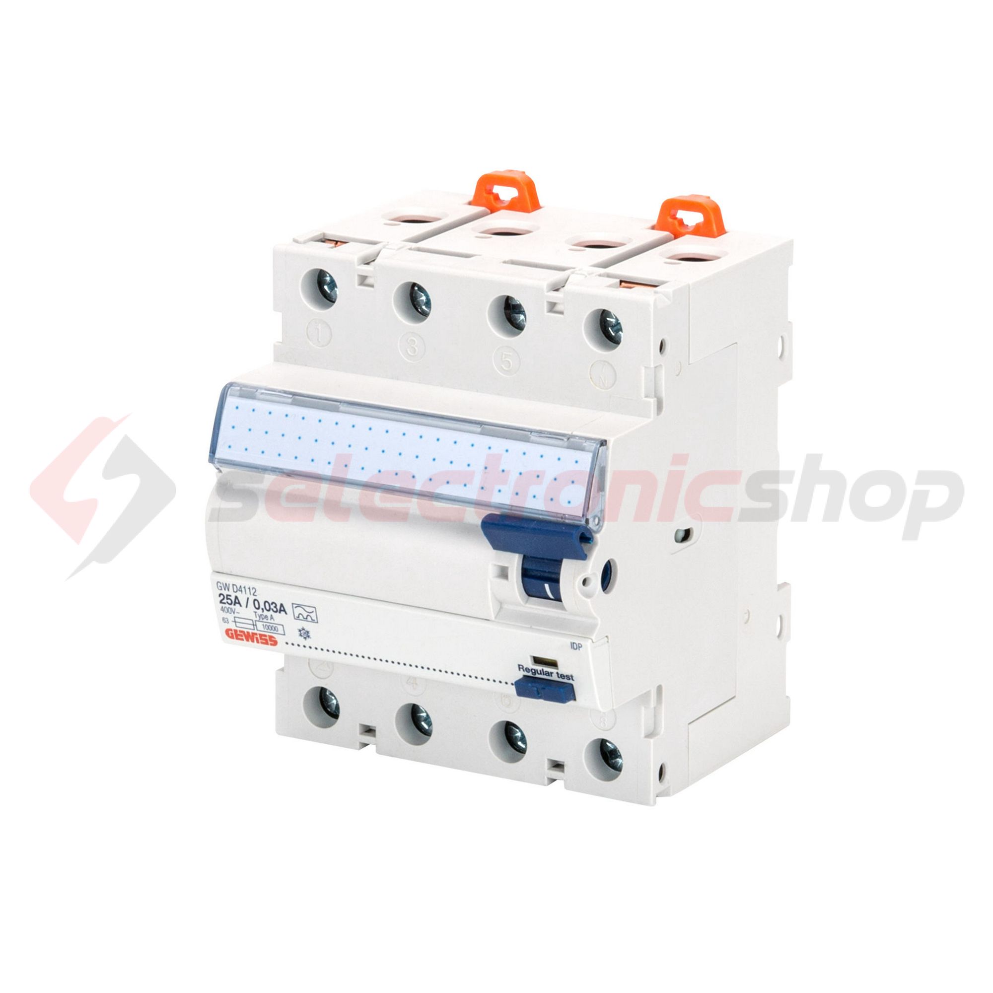 Áram-védőkapcsoló (Fi-relé) analóg 4P 40A 30mA AC-típus 10kA 90RCD IDP GEWISS - GWD4122