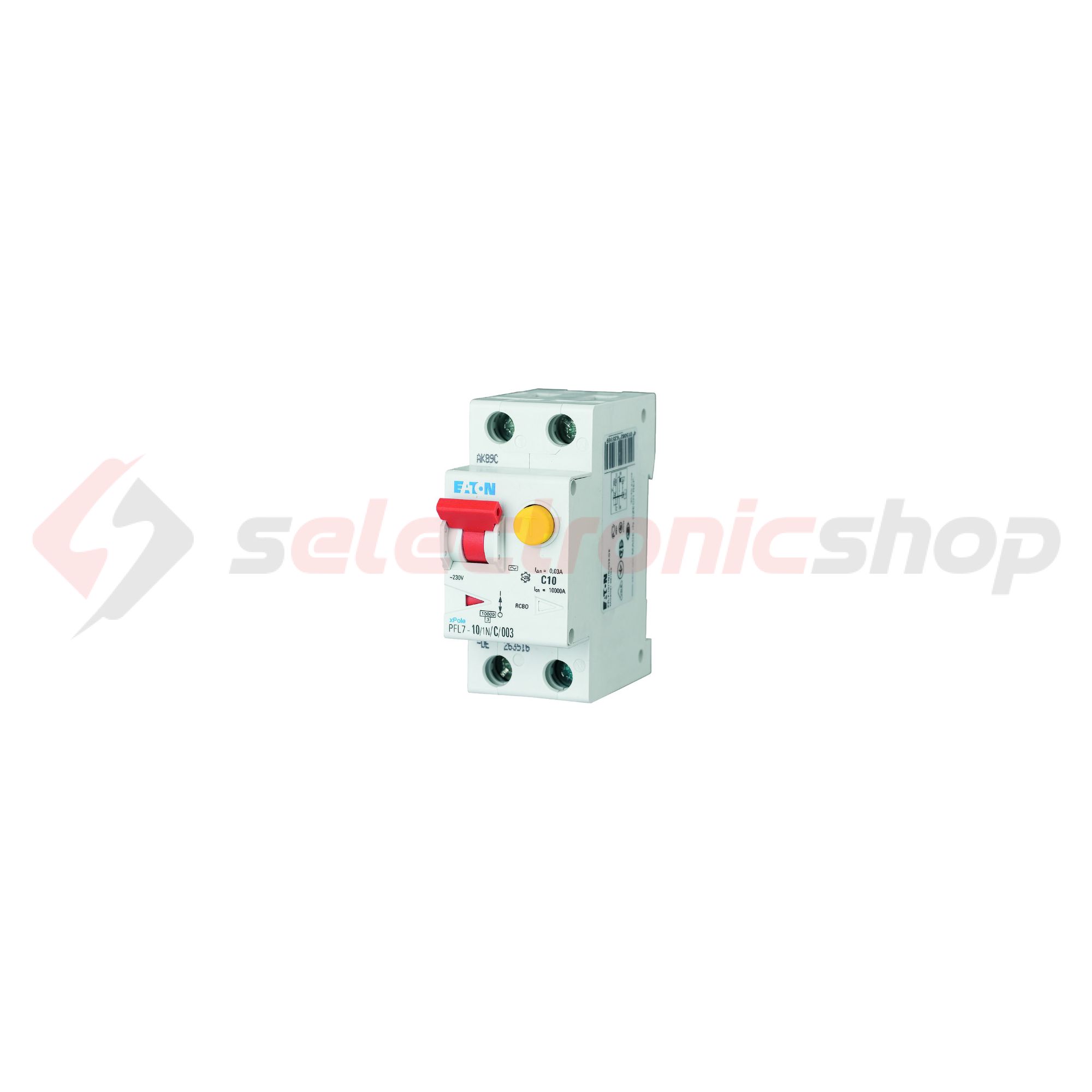 Áramvédő(FI)-kismegszakító 1P+N 10A C-jelleg 0.03A A-típus PFL7-10/1N/C/003-A-DE EATON - 263517