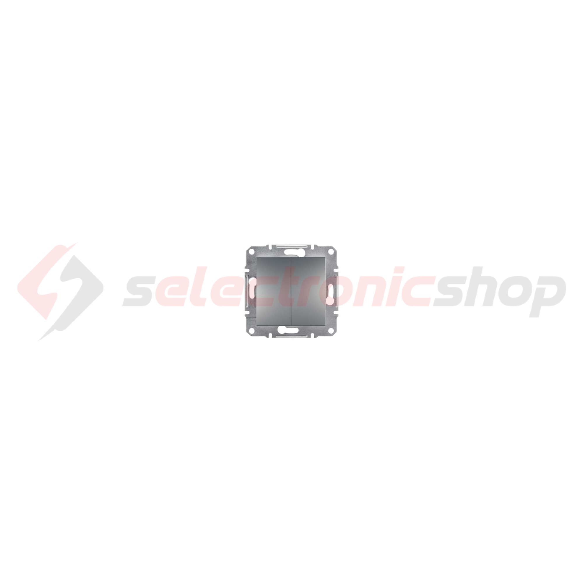 Asfora 105 2x1P csillárkapcsoló betét közp. fedéllel nemesacél süllyesztett rugós IP20 Schneider - EPH0300162