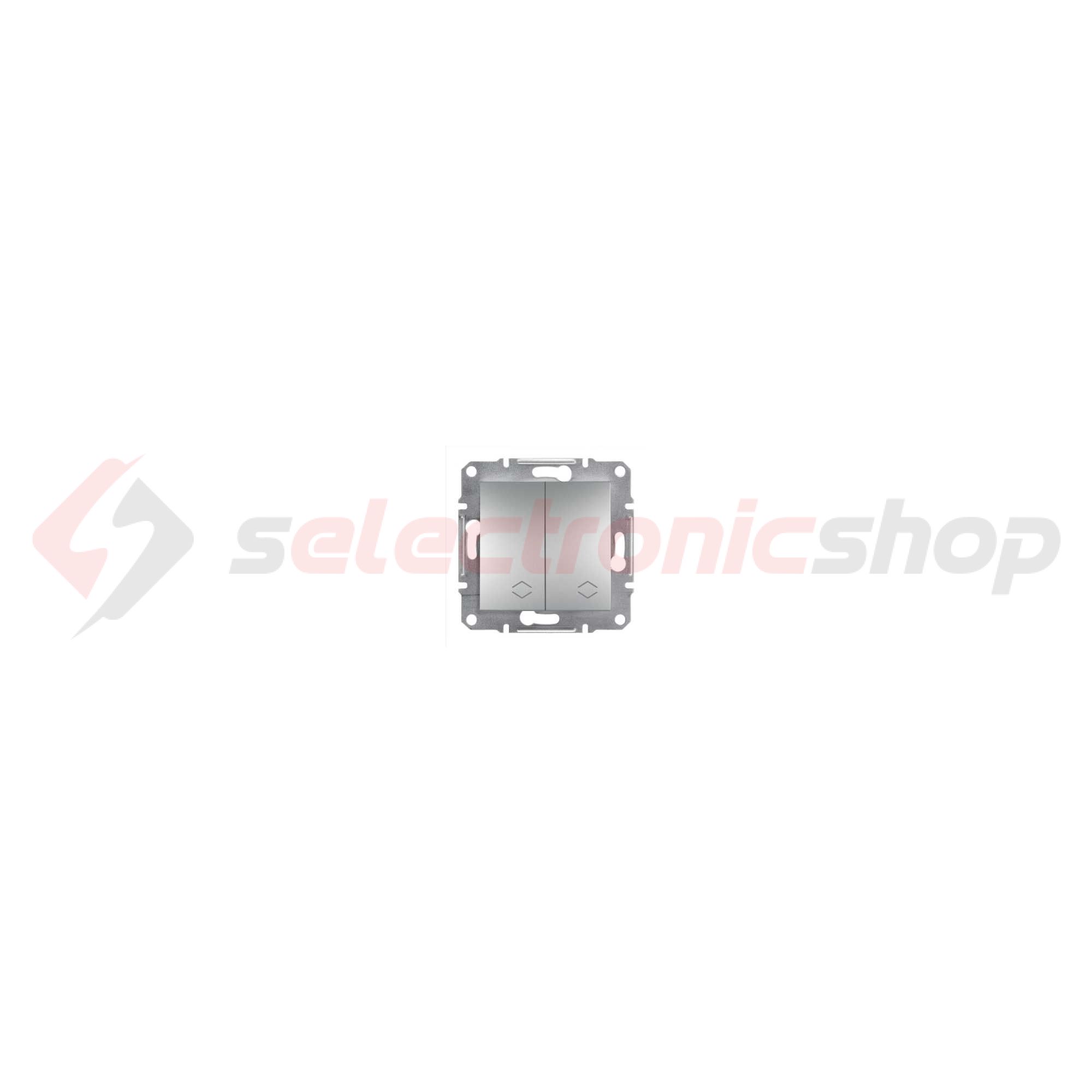 Asfora 106+6 kettős váltókapcsoló betét közp. fedéllel alumínium süllyesztett rugós Schneider - EPH0600161