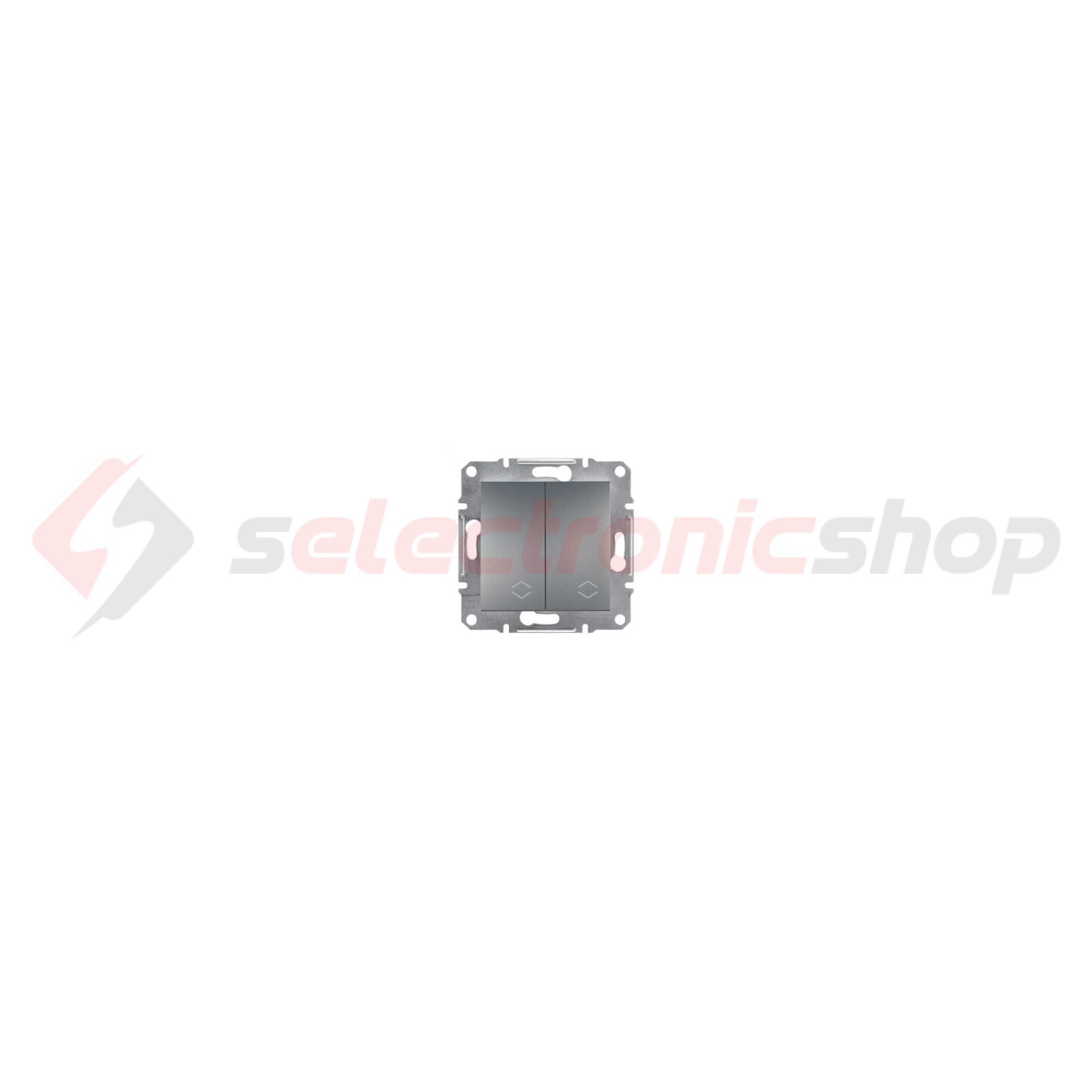 Asfora 106+6 kettős váltókapcsoló betét közp. fedéllel nemesacél süllyesztett rugós Schneider - EPH0600162