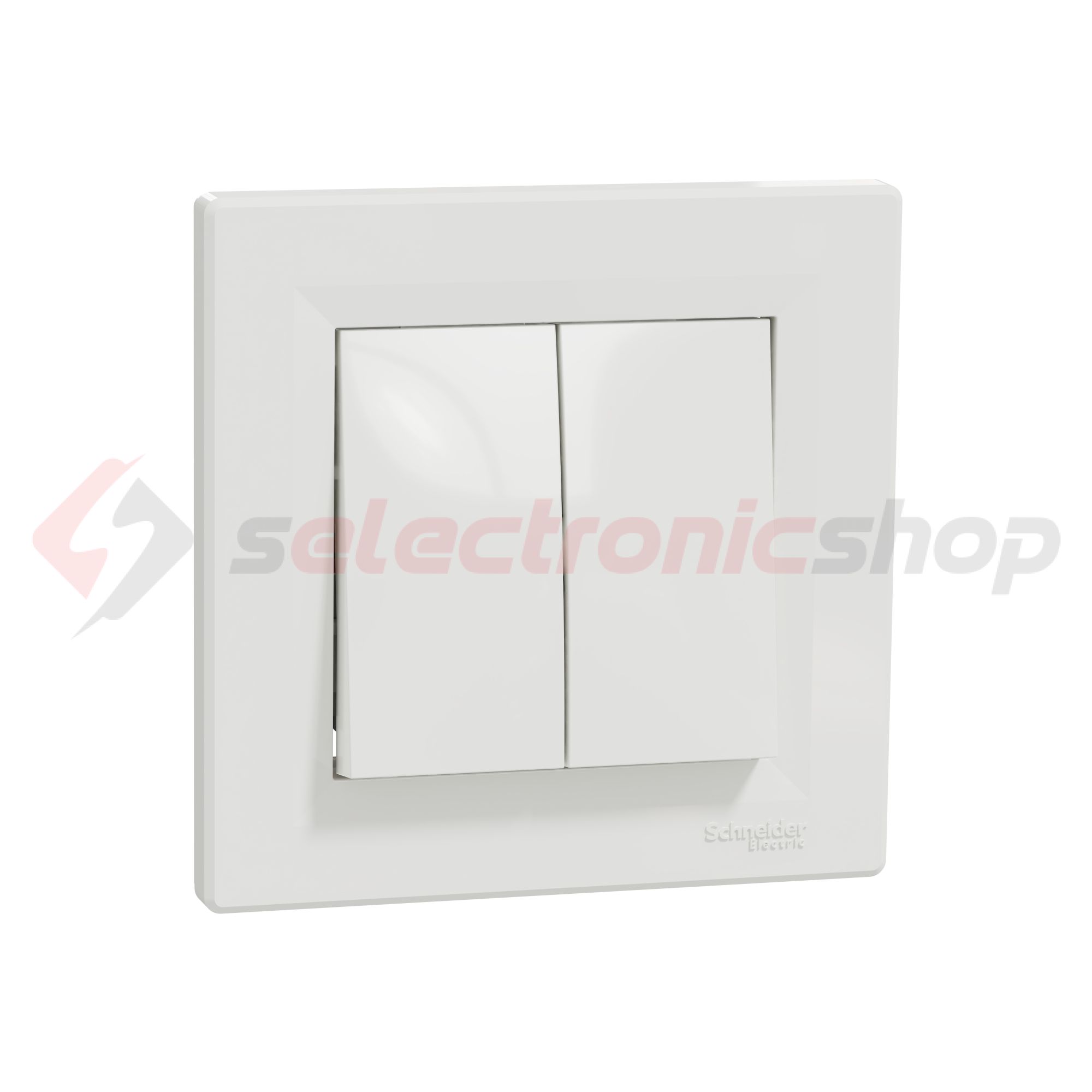 Asfora 106+6 kettős váltókapcsoló betét teljes fedéllel fehér süllyesztett csavaros Schneider - EPH0600121