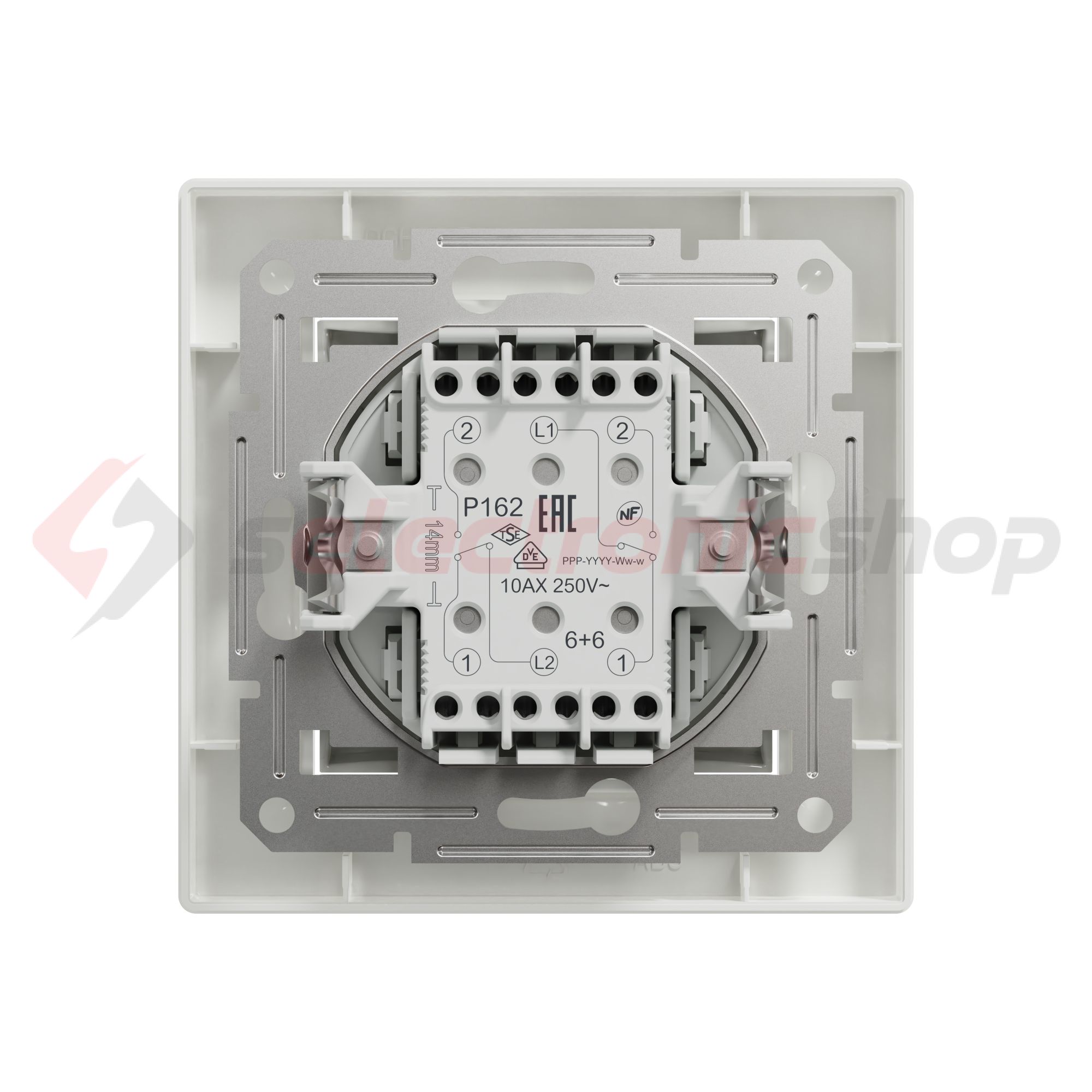Asfora 106+6 kettős váltókapcsoló betét teljes fedéllel fehér süllyesztett csavaros Schneider - EPH0600121