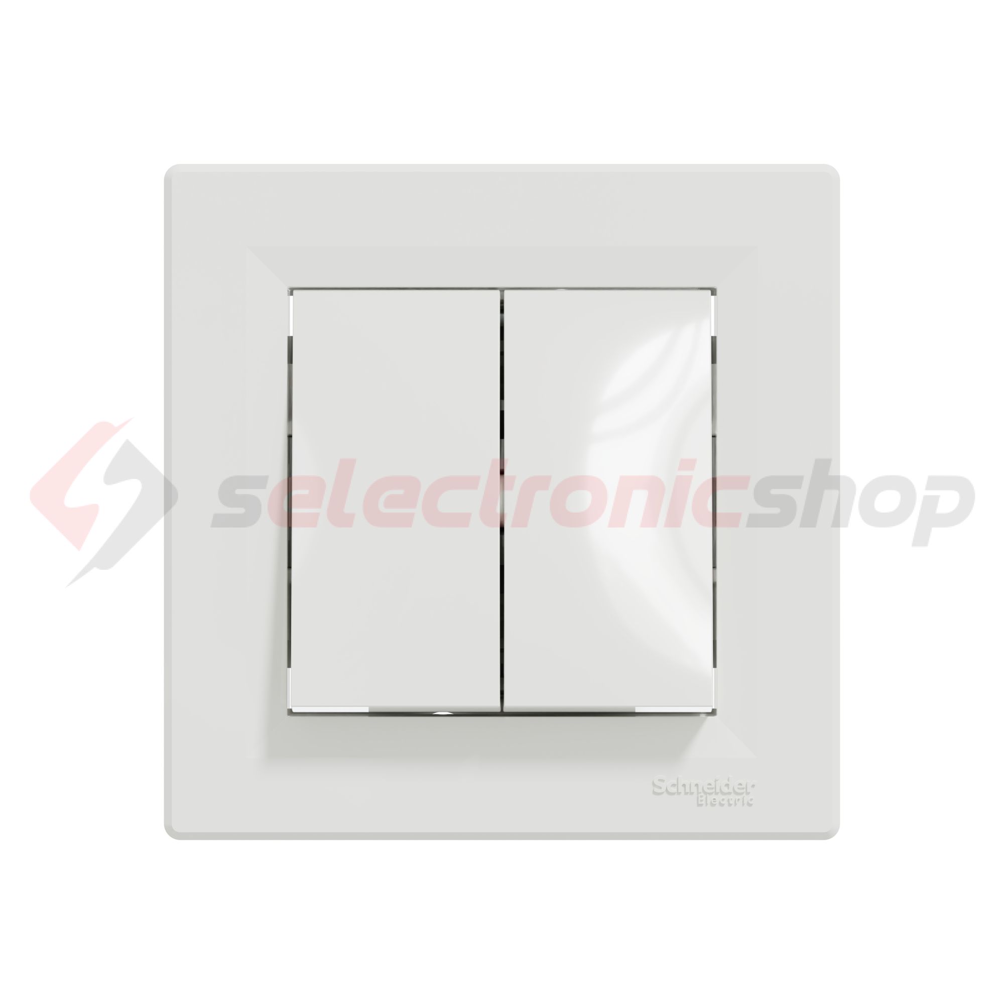 Asfora 106+6 kettős váltókapcsoló betét teljes fedéllel fehér süllyesztett csavaros Schneider - EPH0600121
