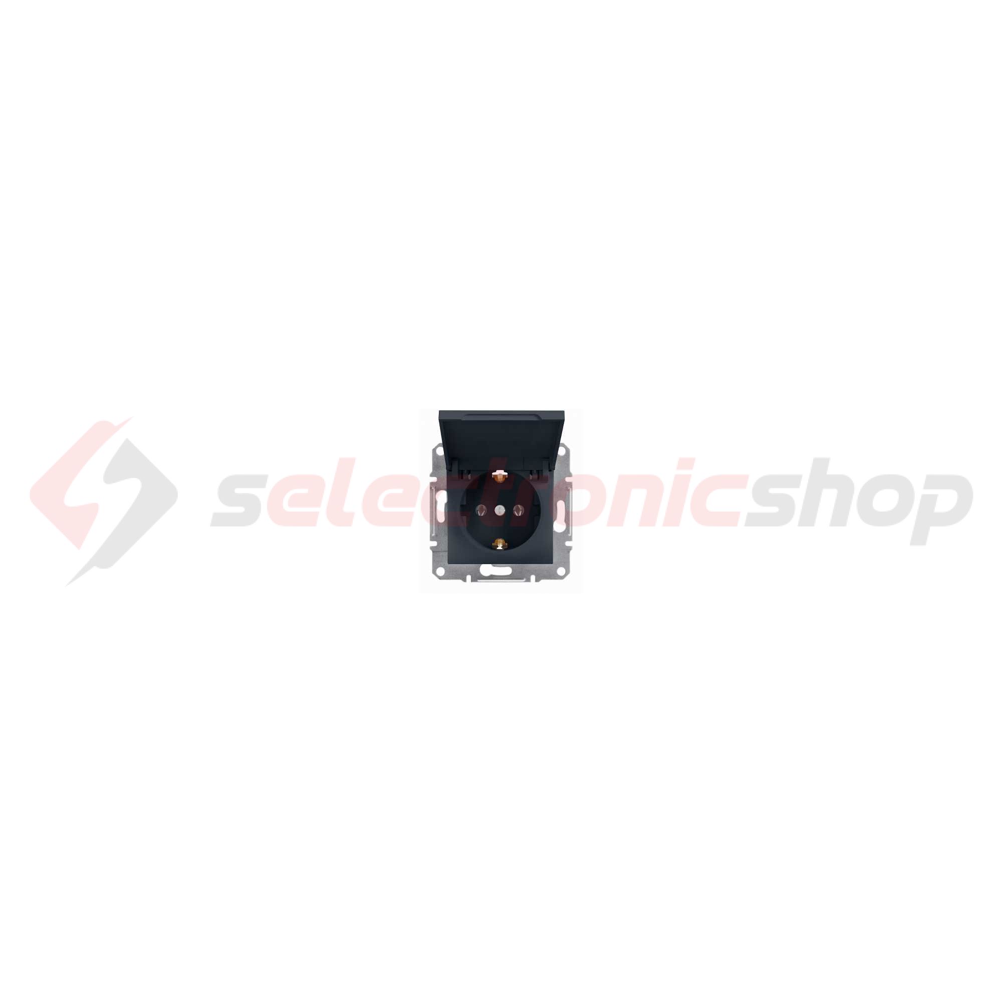 Asfora 162 dugalj földelt csapófedéllel antracit IP20 süllyesztett Schneider - EPH3100171