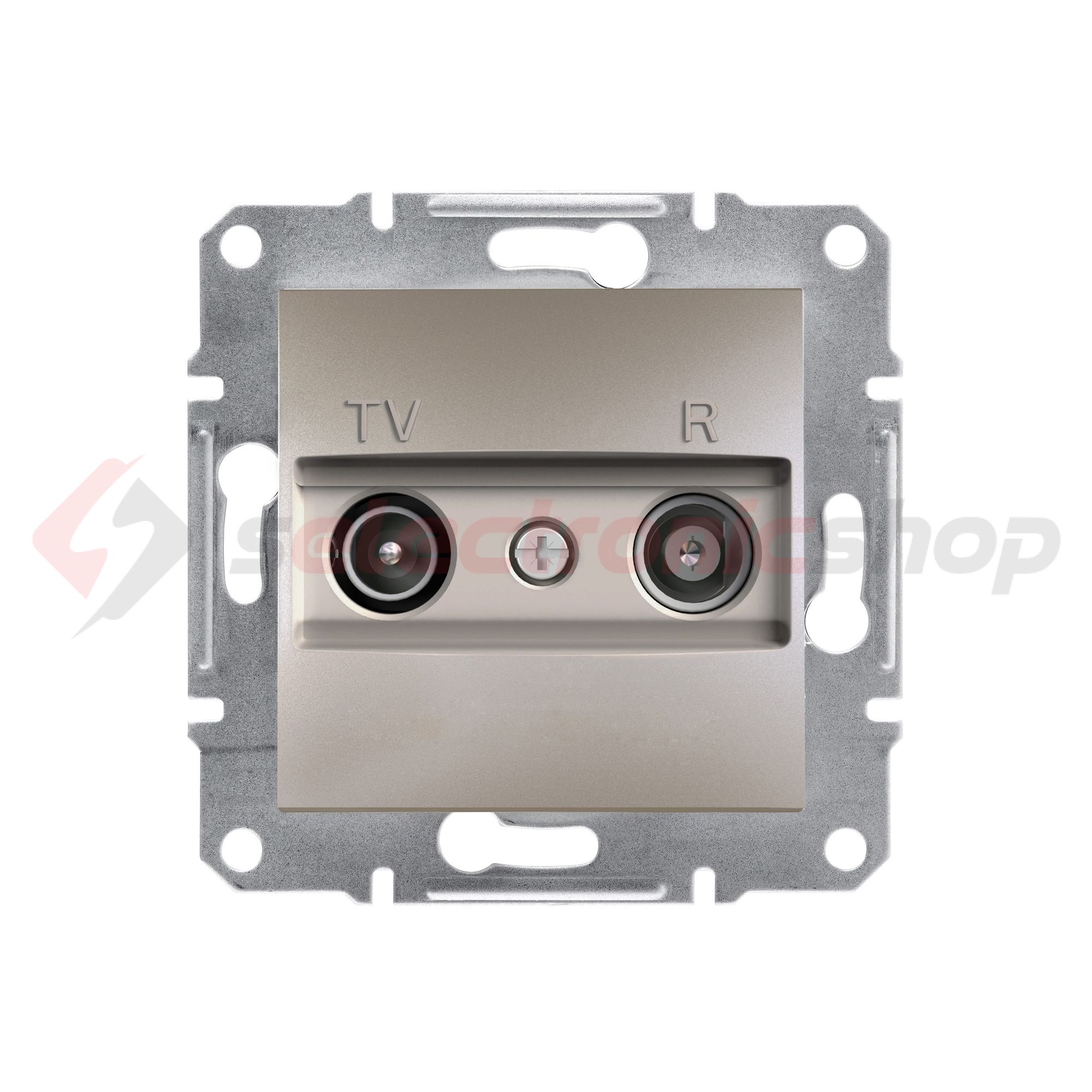 Asfora antenna aljzat TV-R süllyesztett komplett bronz 2-kimenet végzáró 1dB/860MHz Schneider - EPH3300169