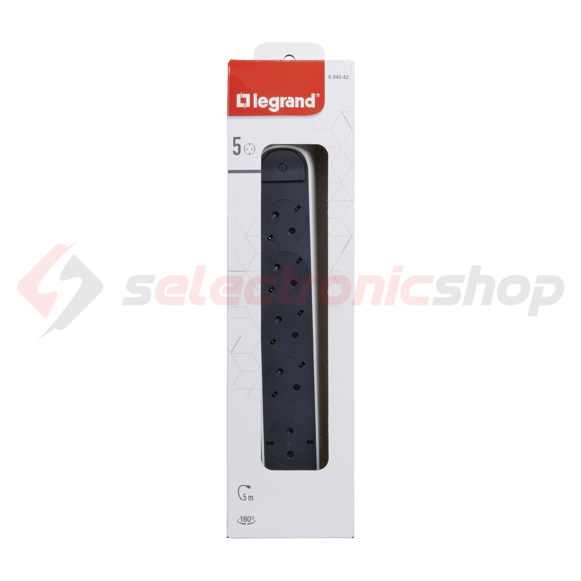 Asztali elosztósor 3680W gyerekvédős fehér/fekete forgatható 1.5mm2 5m Premium LEGRAND - 694542