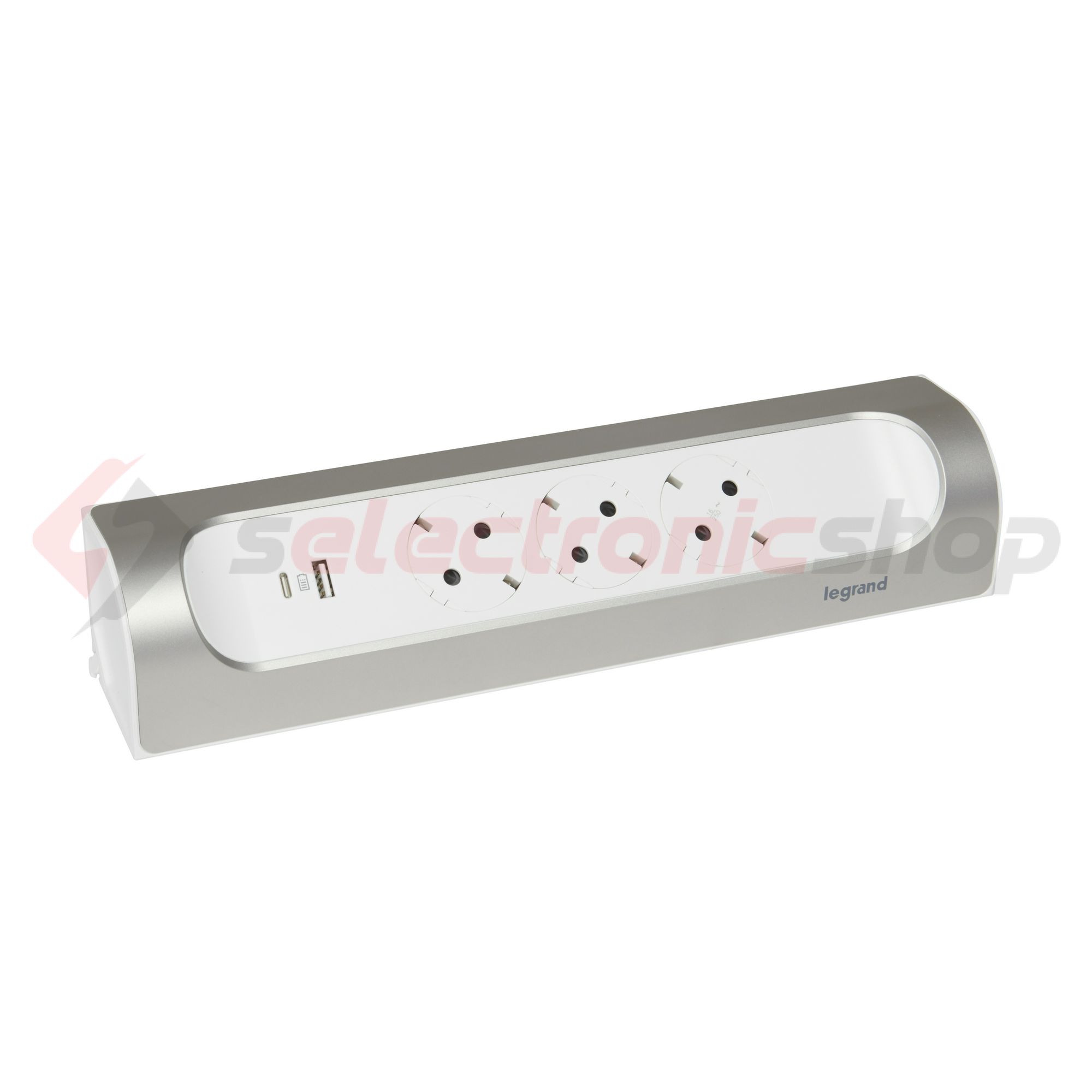 Asztali elosztósor sarokba 3680W USB-A+USB-C/15W 3x2P+E/230V 16A fehér IP20 PerfectFit LEGRAND - 694504