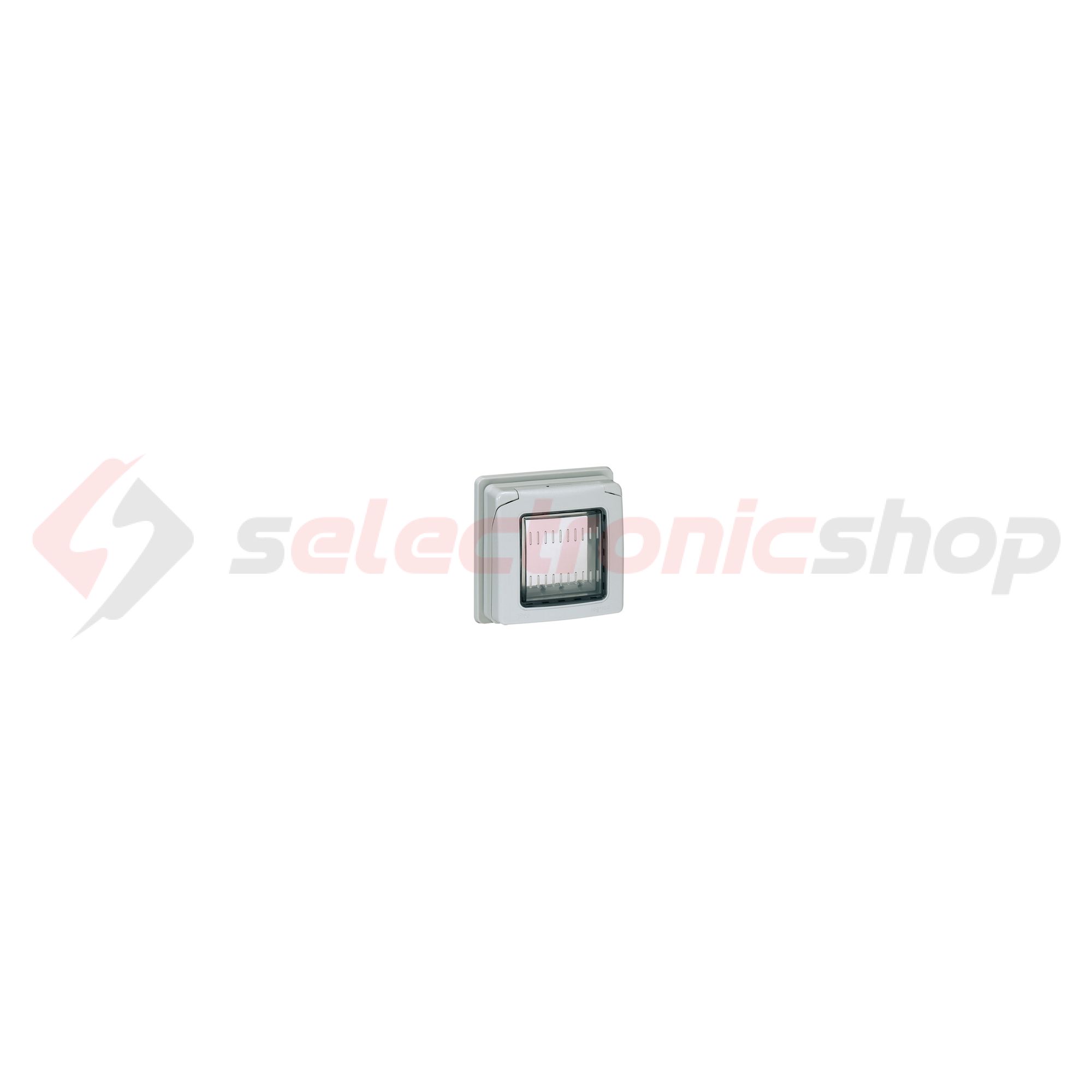 Beépíthető adapter 2 modulos átlátszó csapfedéllel 1-egység vízszintes műanyag P17 Tempra LEGRAND - 053948