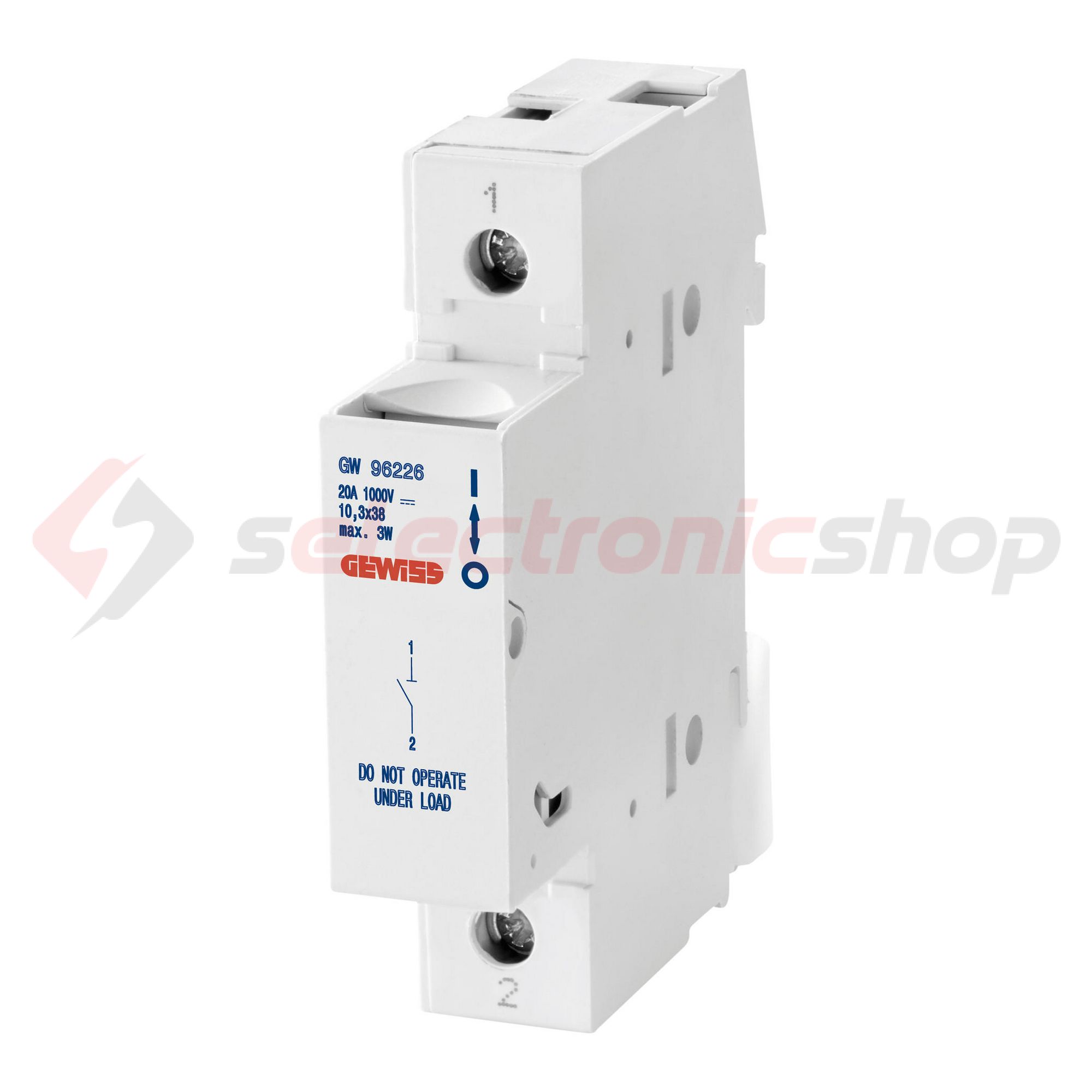 Biztosítós szakaszoló sorolható 20A 1P 10x38mm-betét 1000V 1M kalapsínre 90AM GEWISS - GW96226