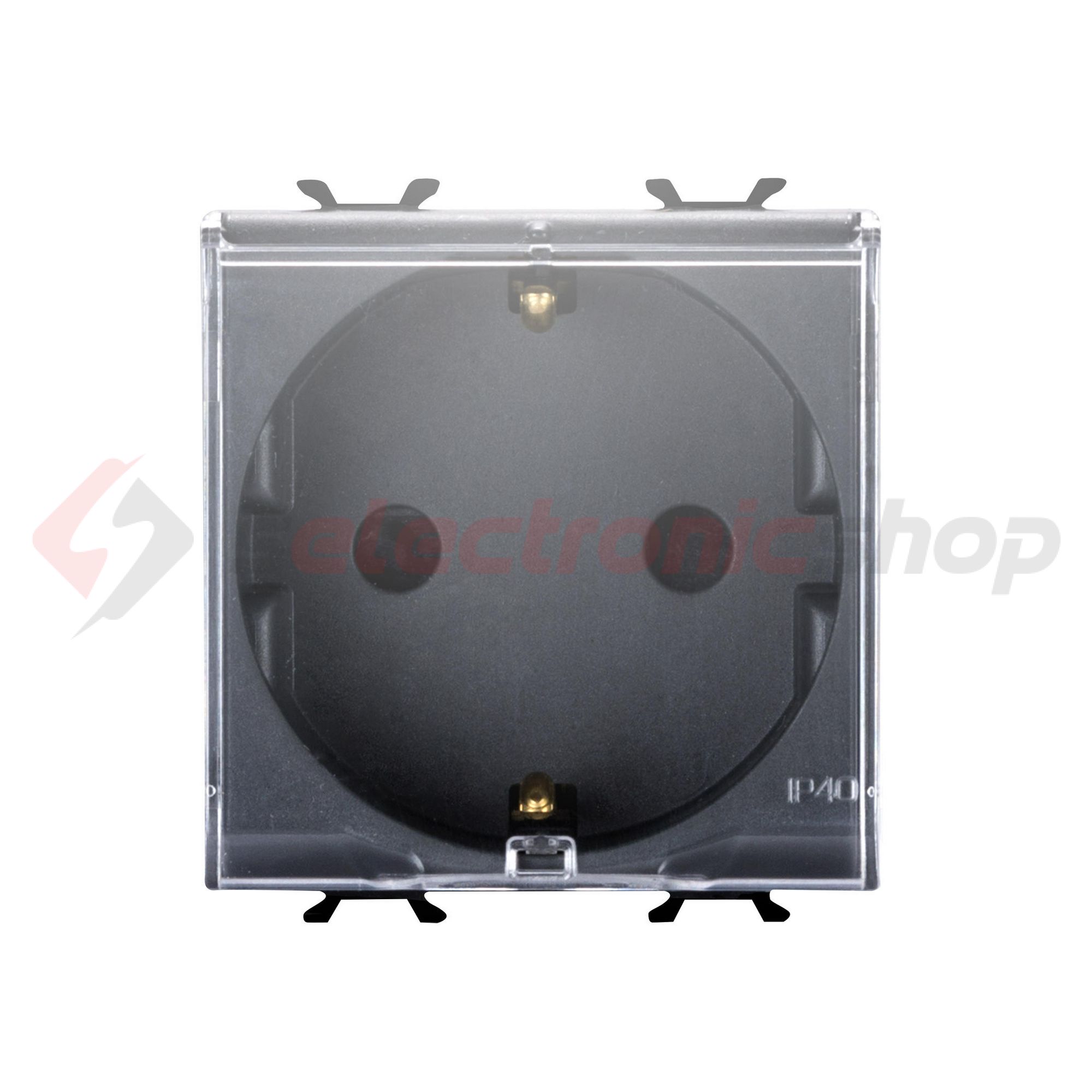 ChoruSmart 162 dugalj földelt csapófedéllel gyerekzárral fekete IP41 modultartó csavaros GEWISS - GW12242