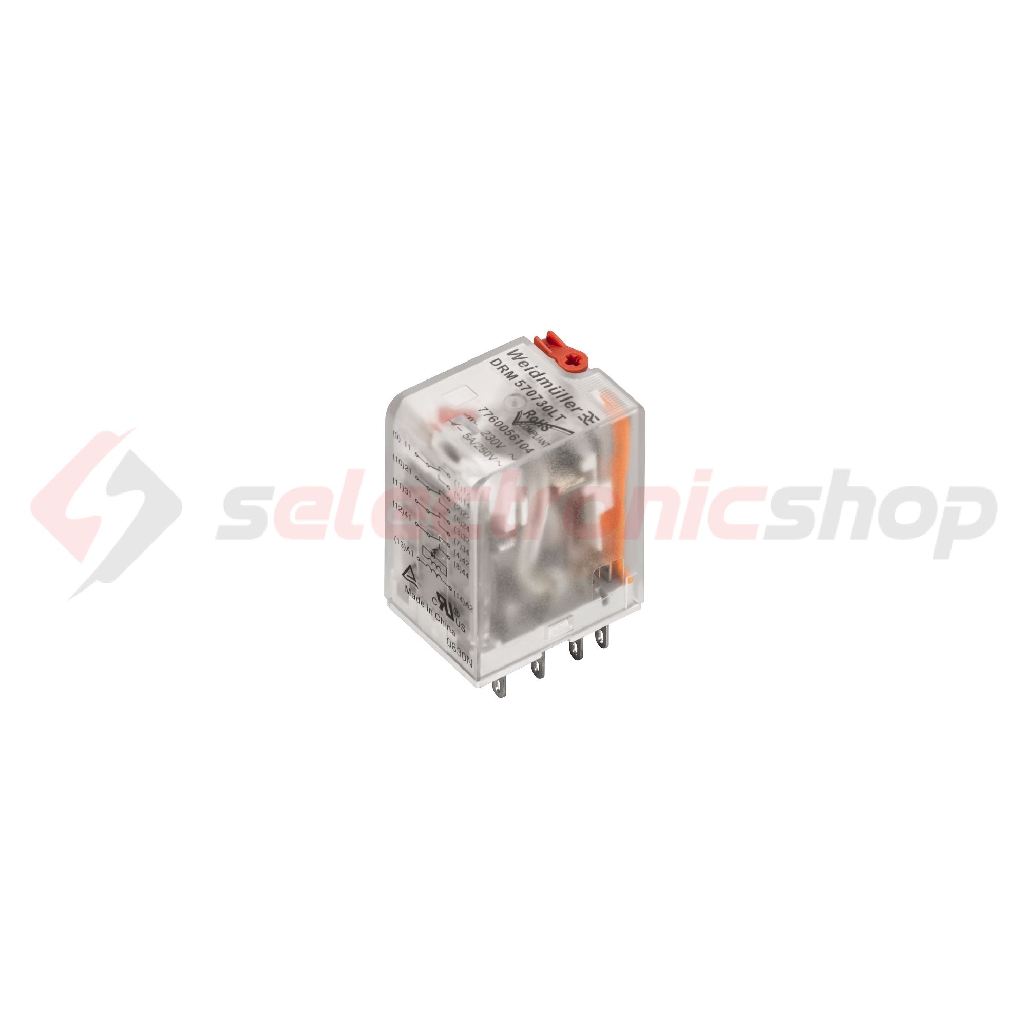 Csatolórelé 5A 4-v dugaszolós 184-253VAC monostabil IP20 DRM570730LT Weidmüller - 7760056104