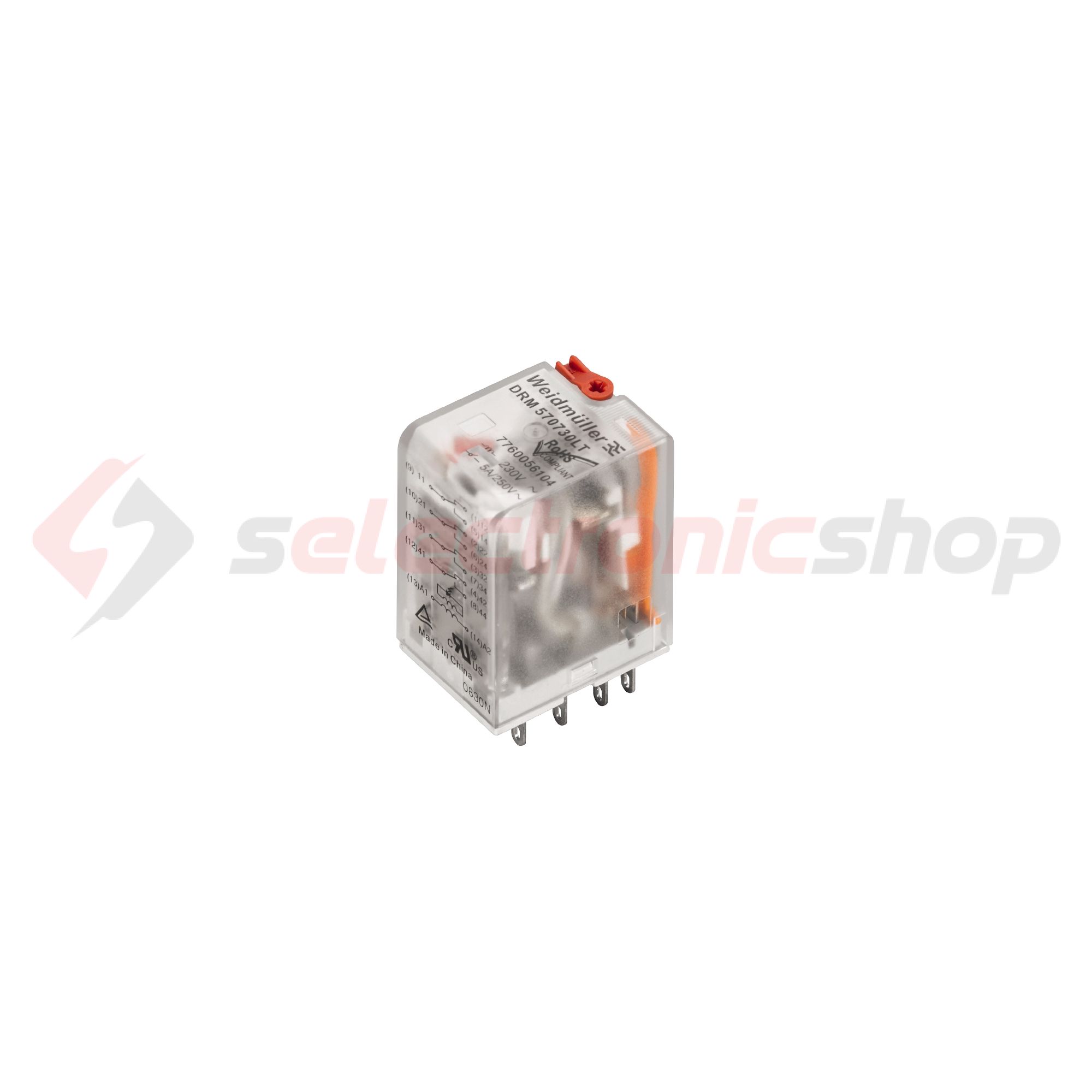 Csatolórelé 5A 4-v dugaszolós 19.2-26.4VAC monostabil IP20 DRM570524LT Weidmüller - 7760056101