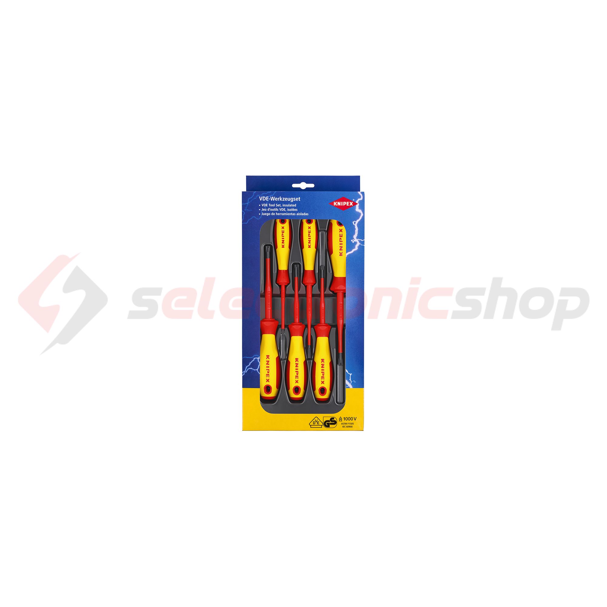 Csavahúzó készlet lapos 2,5-/4-/5,5-/6,5mm PHS1/PHS2/PZS1/PZS2 1000V 6-darabos KNIPEX - 002012V05