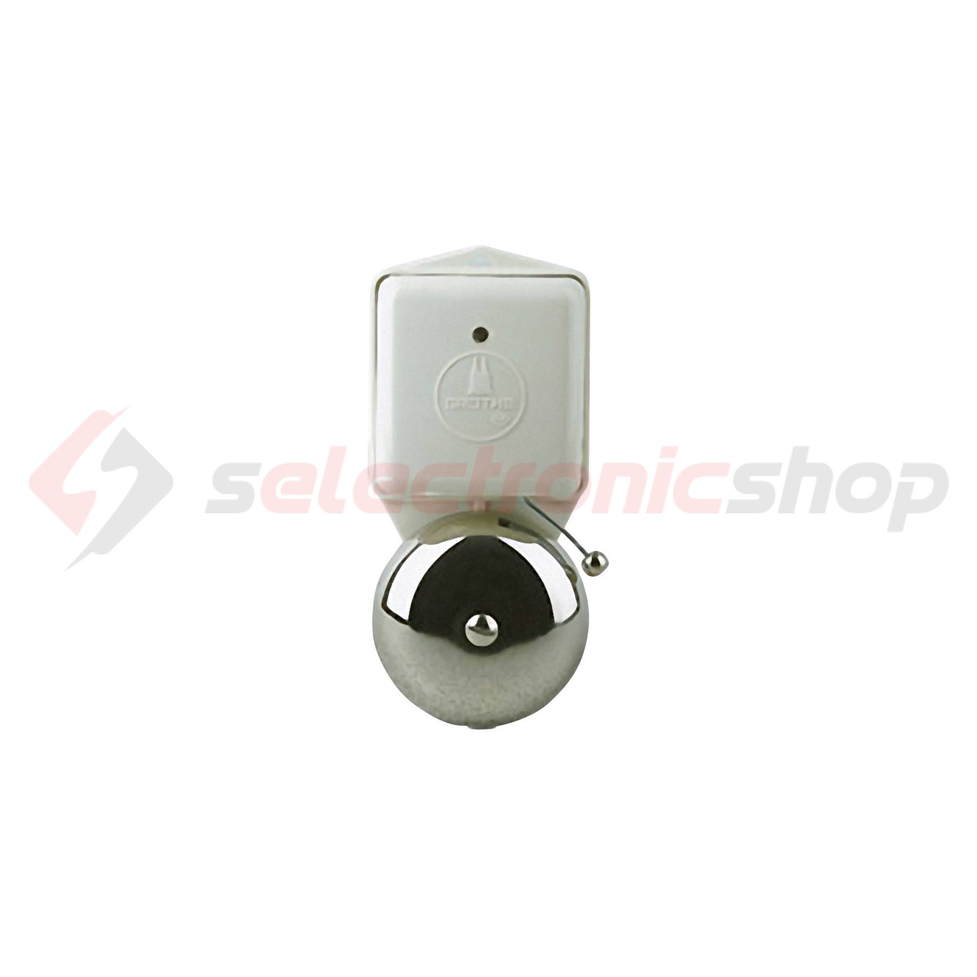 Csengő max. 10s kicsi 230V AC fehér-ház 85dB műanyag 70mm-harang LTW 3371A 230V AC GROTHE - 24091