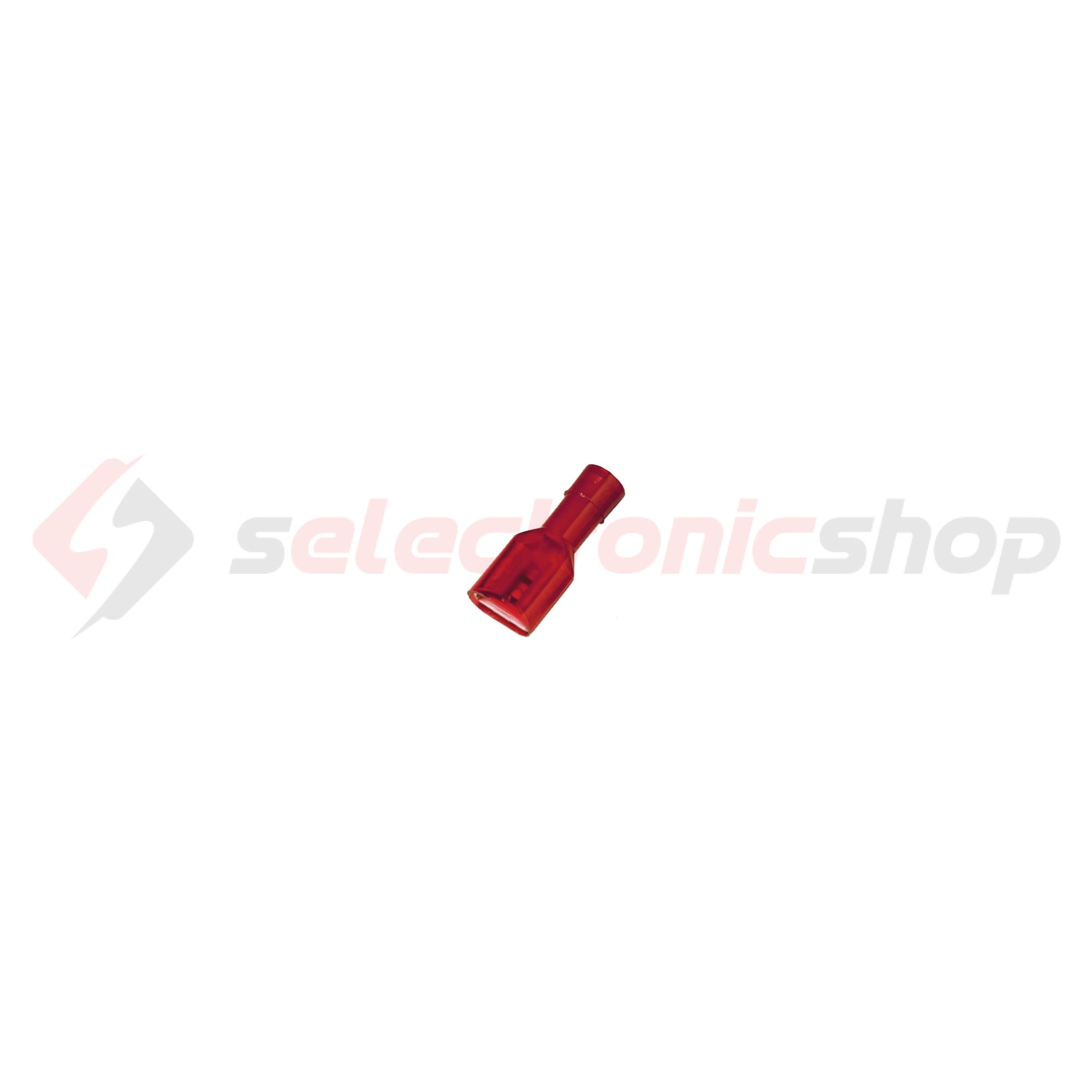 Csúszósaru 22mm hüvely teljesen szigetelt piros lapos 6,3x0,8 mm réz LIF 1,5F638 RF Weidmüller - 9200640000