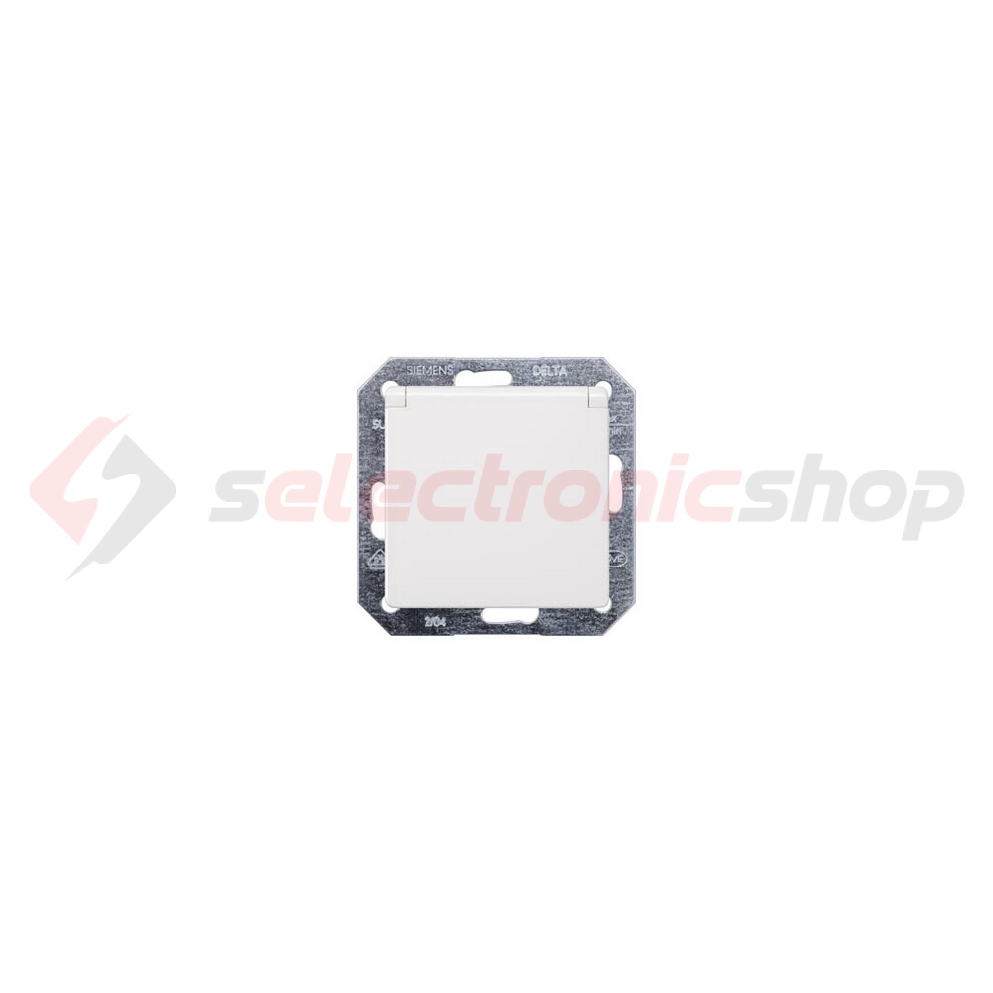 Delta I-System 162 dugalj titánfehér földelt csapófedéllel fehér IP20 süllyesztett rugós SIEMENS - 5UB1917