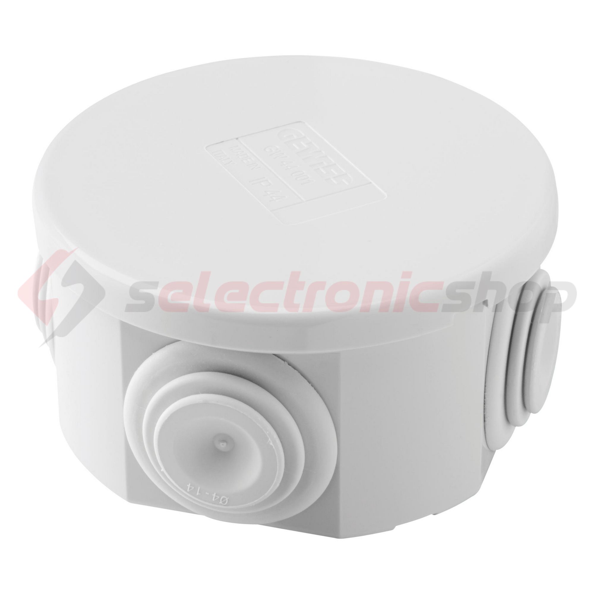 Doboz falonkívüli d23 pattintható műanyag 40.5mm 74mm-átmérő IP44 szürke teli fedél 44CE GEWISS - GW44001