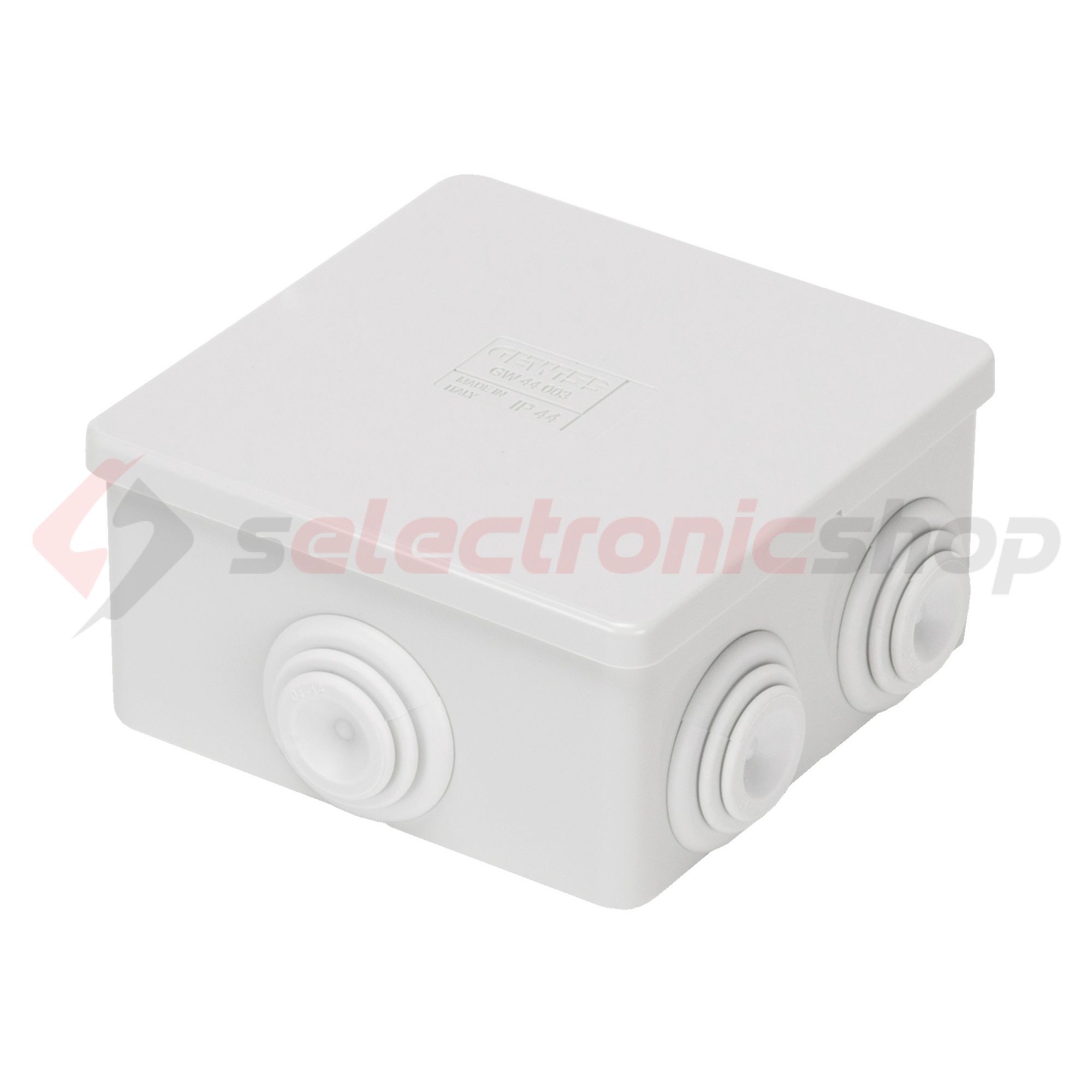 Doboz falonkívüli d23 pattintható műanyag 95.5mm x 95.5mm-hossz 45.5mm IP44 szürke 44CE GEWISS - GW44003