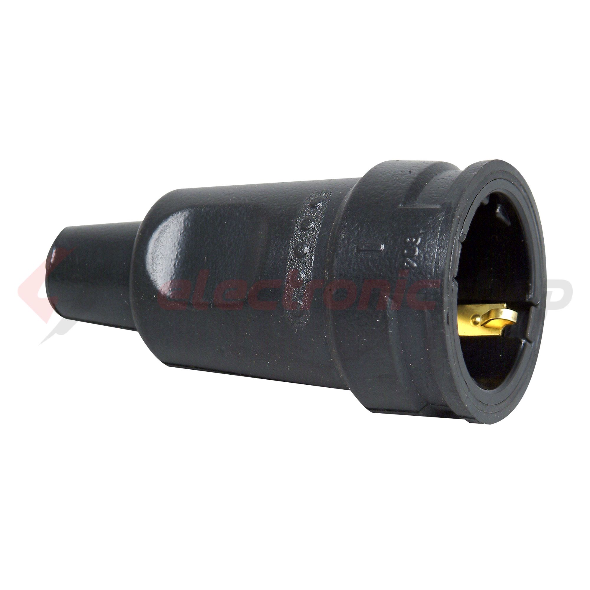 Dugalj lengő 2P+F 16A 250V egyenes gumi csavaros fekete IP20 Kopp - 180416066