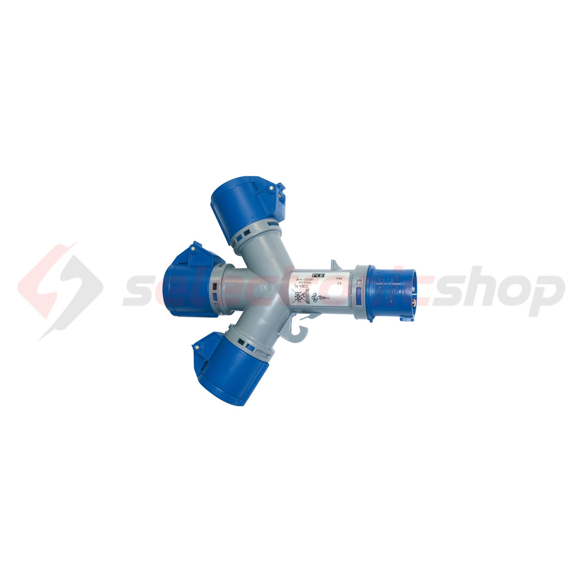 Dugaszoló elosztóadapter 16A/230V 3x16A3P230V műanyag hordozható IP44 szürke PCE - 9432000