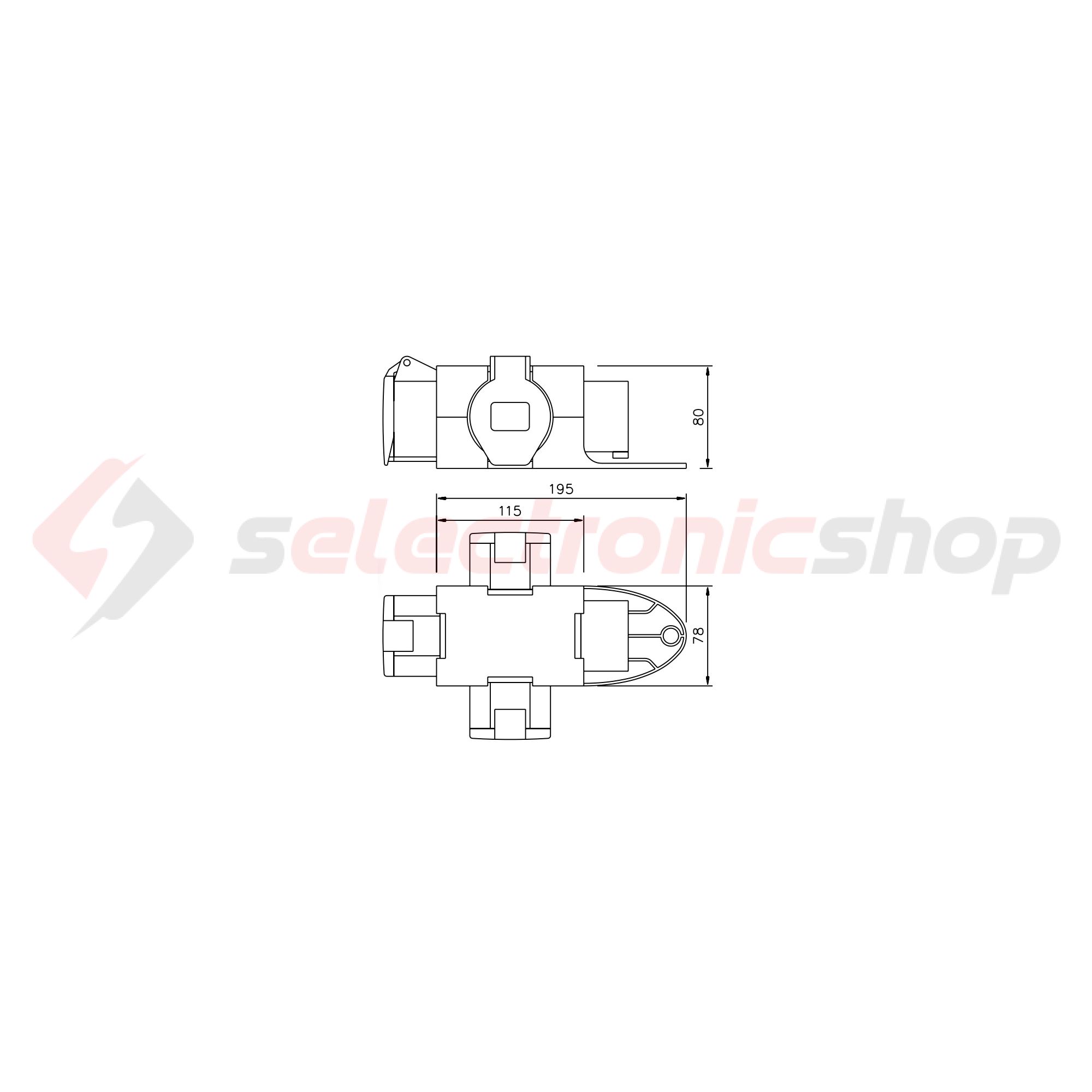 Dugaszoló elosztóadapter 16A/400V 3x16A5P400V műanyag hordozható IP44 PCE - 9430411