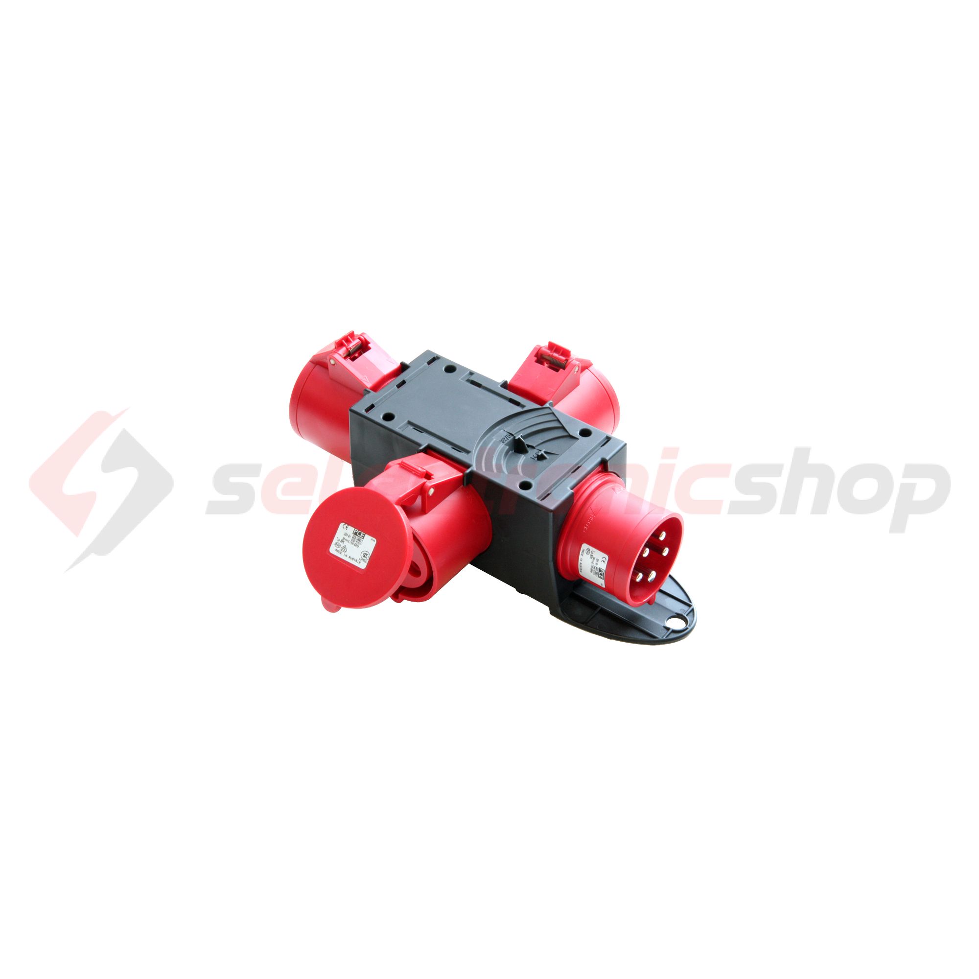 Dugaszoló elosztóadapter 32A/400V 3x32A5P400V műanyag hordozható IP44 PCE - 9437413