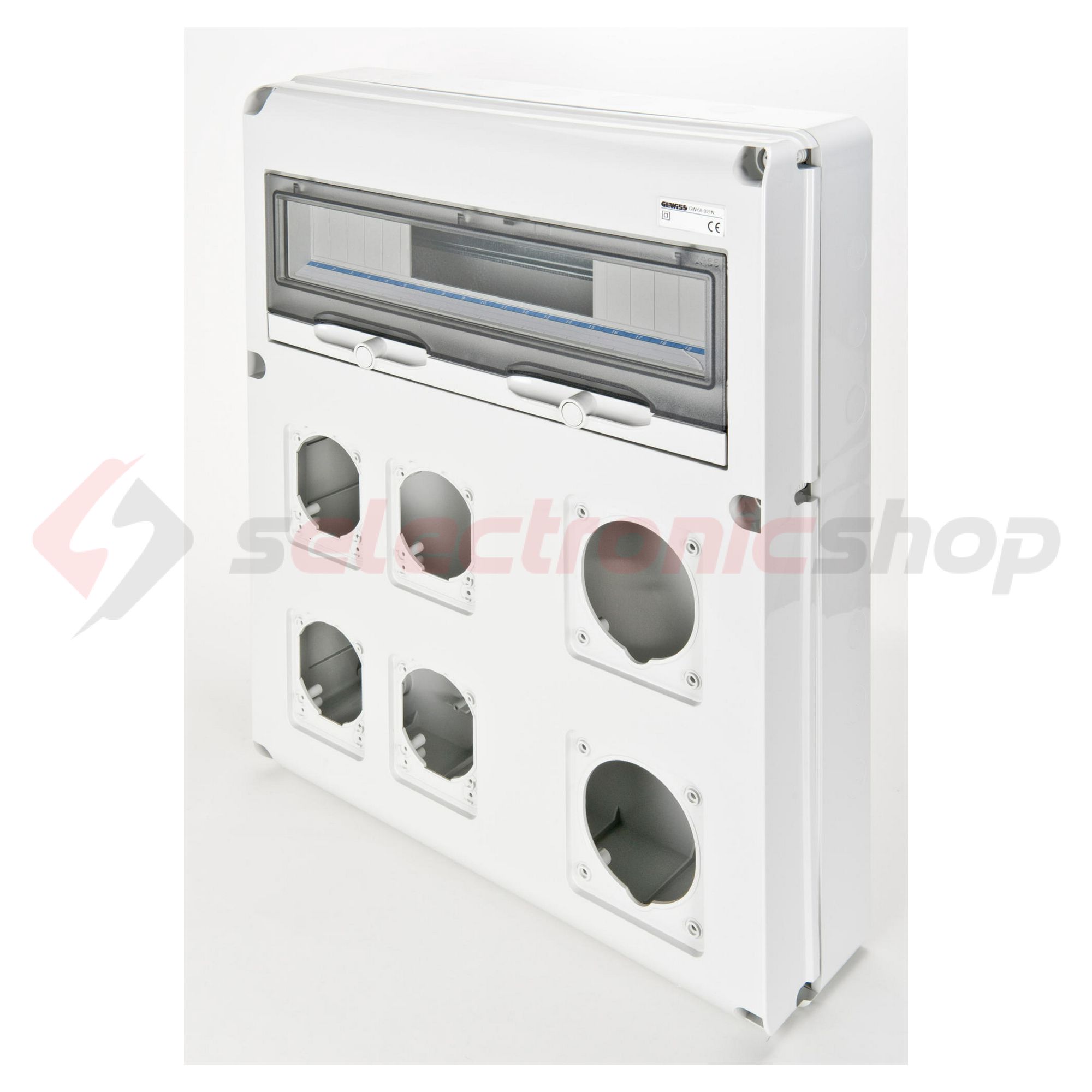 Dugaszoló kiselosztó 63A/400V 20M 2x63A+4x16A-dugaljhely műanyag fali IP65 szürke 68Q-DIN GEWISS - GW68021N