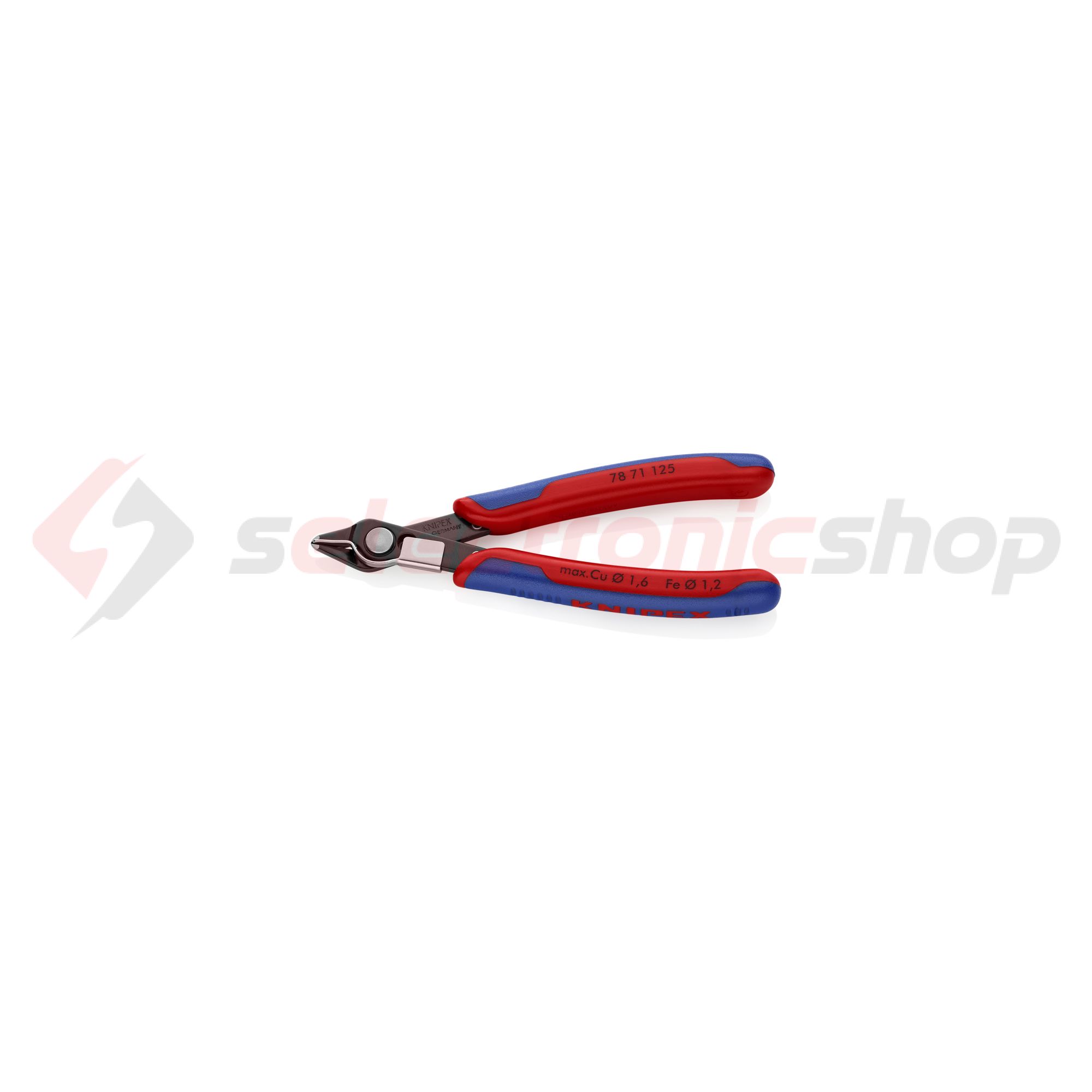 Elektronikai oldalcsípő fogó 62HRC max.d1,6/1,2mm nyitórugós piros-kék normál Super Knips KNIPEX - 7871125