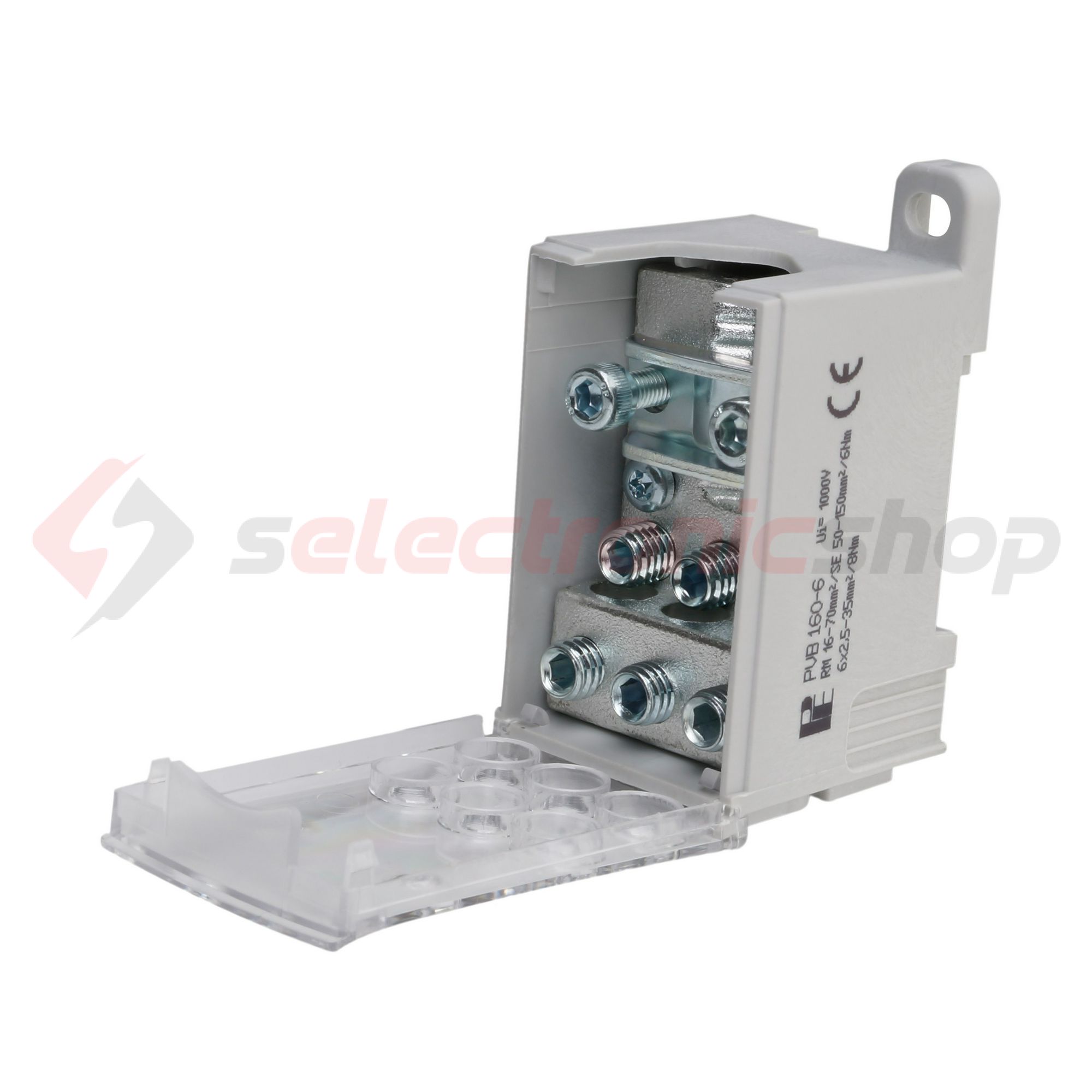 Elosztóblokk 400A 1x95-185+3x2,5-35+8x2,5-16mm2 szürke 1P csavaros PVB 400-3/8 Pollmann - 2080719