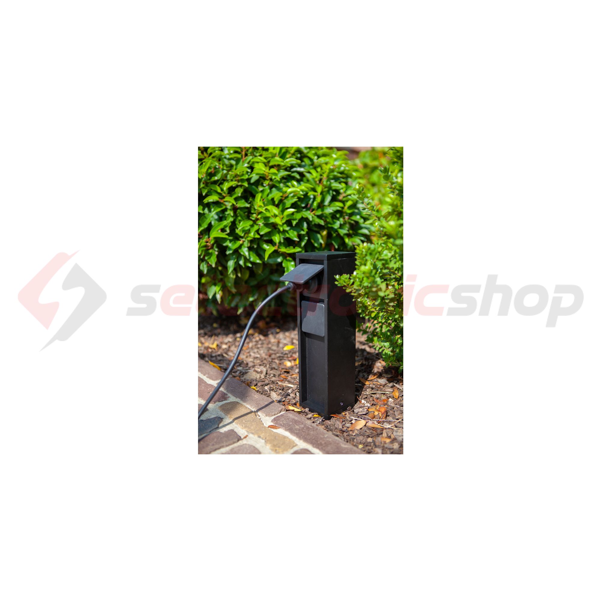 Energiaoszlop kültéri négyzetes egyoldalas 310mm-ma 80mm-sz/fedél alumínium fekete MAINS LUTEC - 9702201012