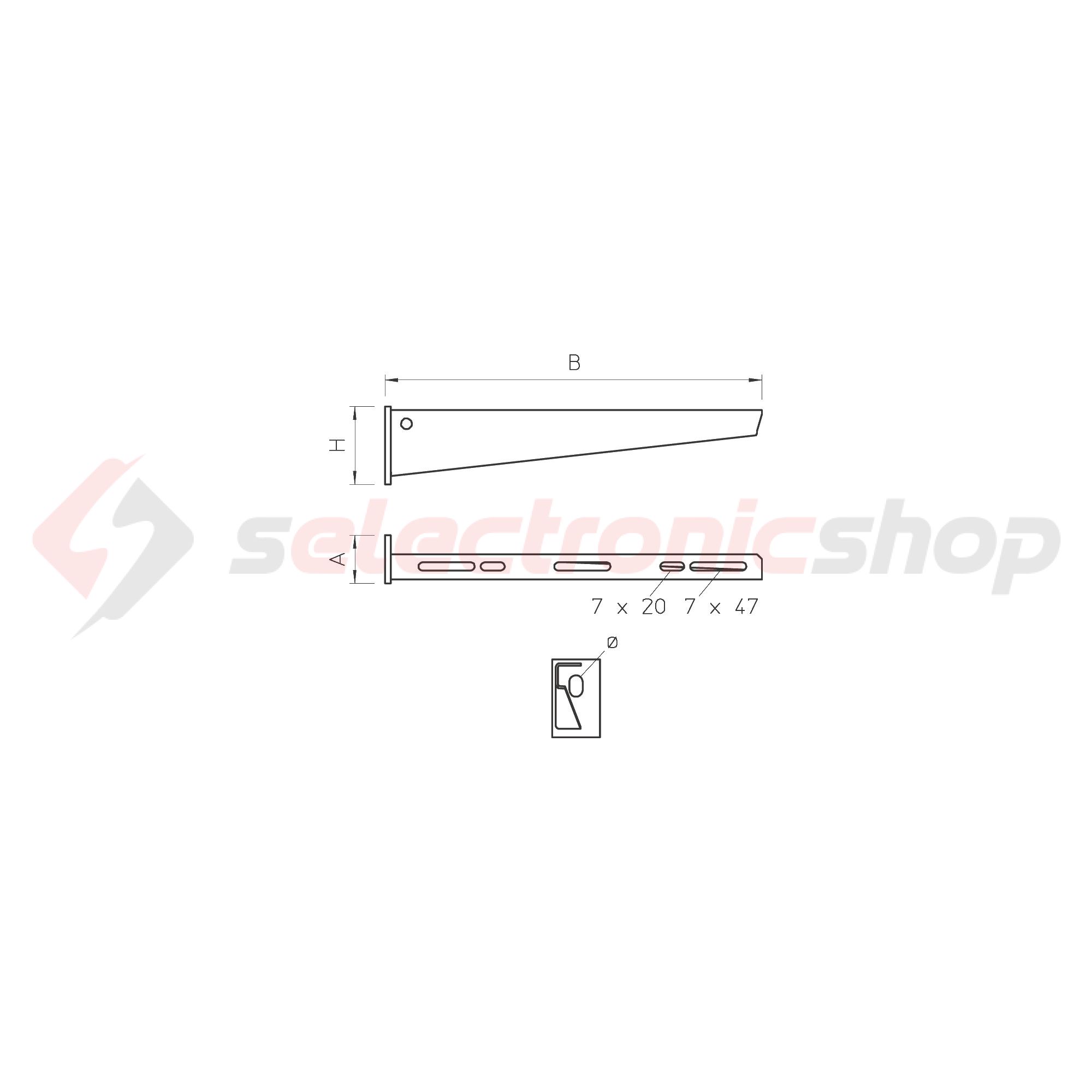 Fali-/oszlopkonzol fejlemezzel 410mm x merítetten horganyzott acél AW 15 41 FT OBO-BETTERMANN - 6420745