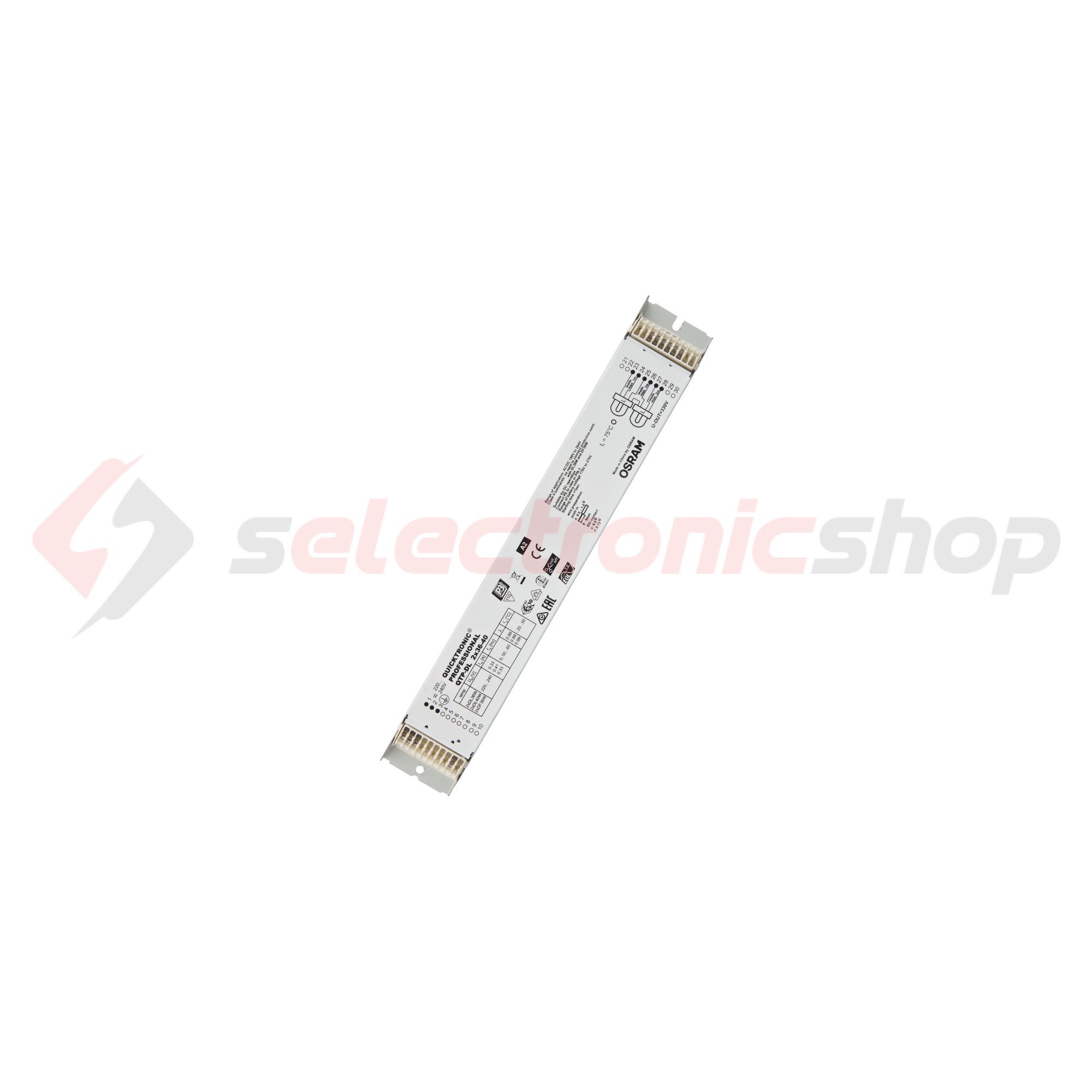 Fénycső előtét 2X40W elektronikus 220-240V T16 T26 fém tokozás-ház 1-10V-szabályzás QT 2X40 OSRAM - QT240