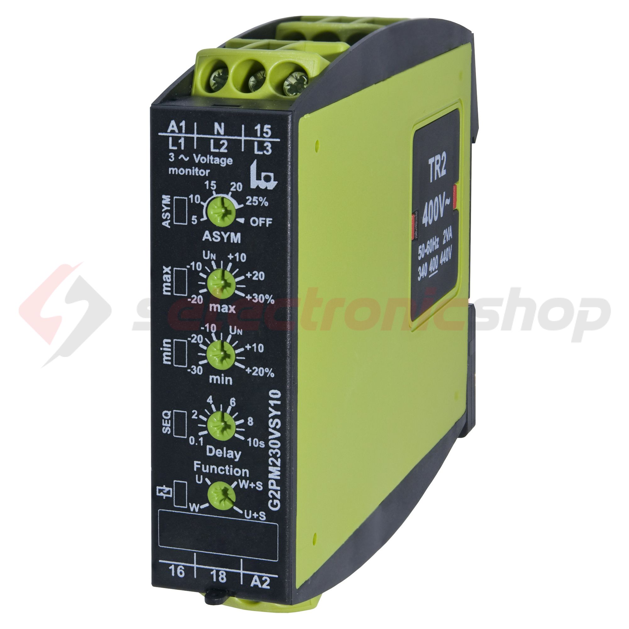 Feszültségfigyelő relé 3F motorhoz aszimmetria/kiesés/sorrend 5A/250V  GAMMA G2PM400VSY10 Tele-Ha - 2390500