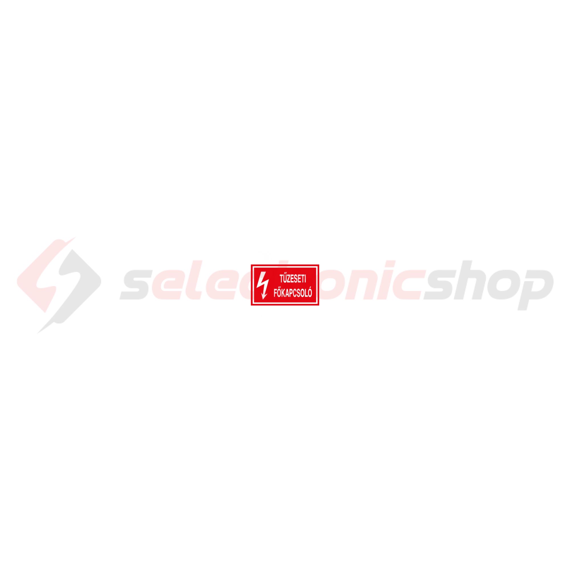 Figyelmeztető matrica TŰZESETI FŐKAPCSOLÓ vinil öntapadós piros 100mm x 60mm x Agárdi Filmnyomó 4db/ív - ERV018002ONV01000060