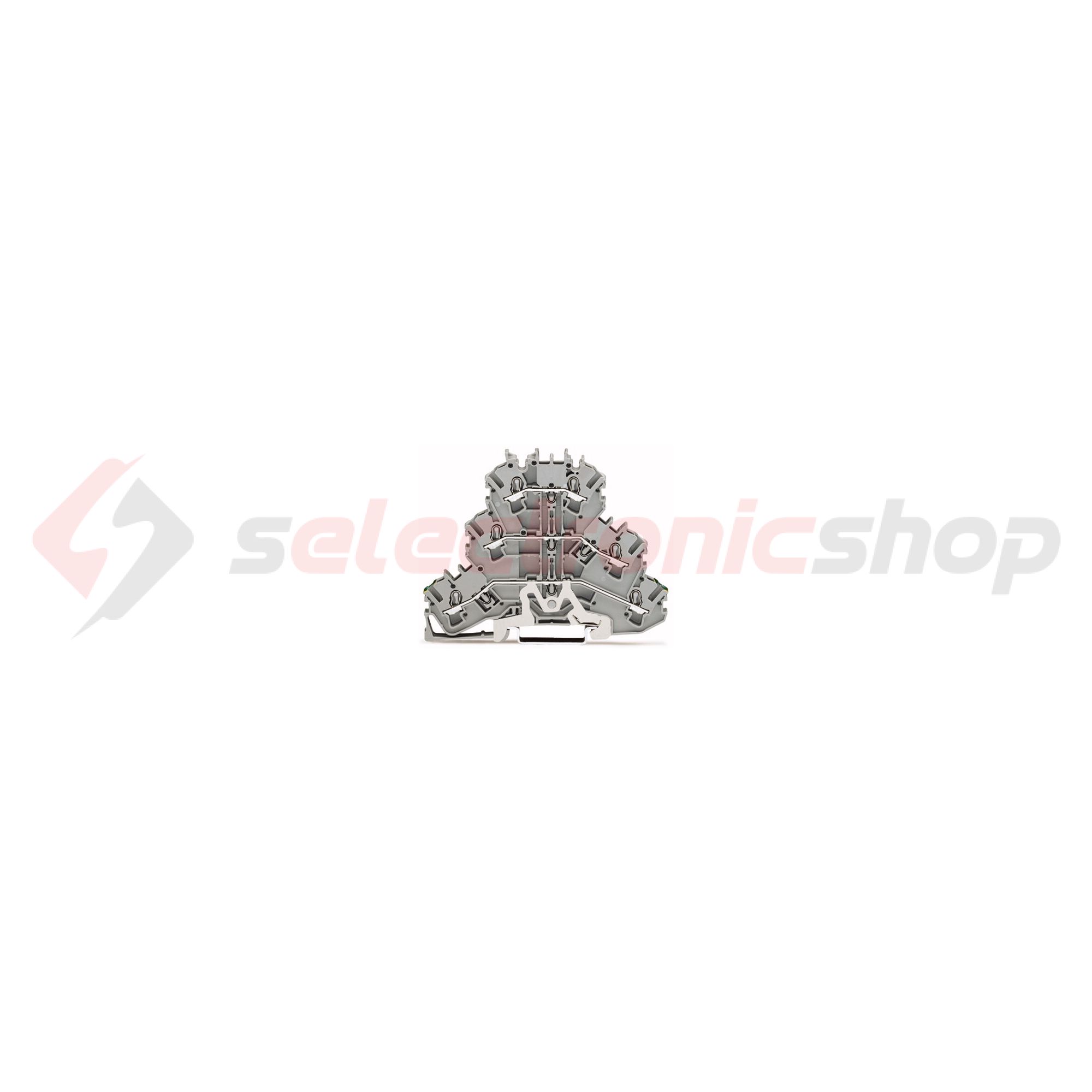 Földelő/átmenő sorkapocs 3-szintes 0,75-2,5mm2 TS35 szürke/zöld/sárga EX e rugószorításos WAGO - 2002-3227