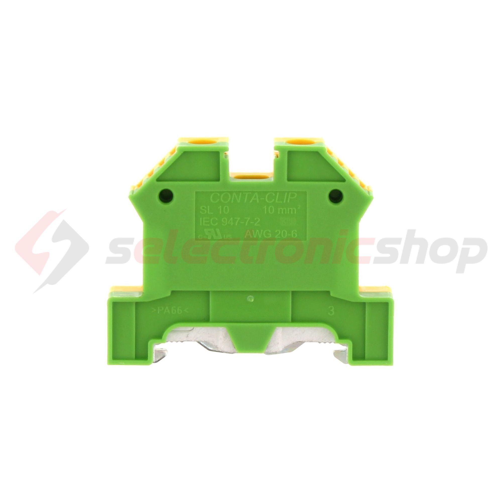Földelő sorkapocs TS35 1-szintes 0,2-10mm2 zöld-sárga csavaros csavaros SL 10/35 GNYE CONTA-CLIP - 1213.2