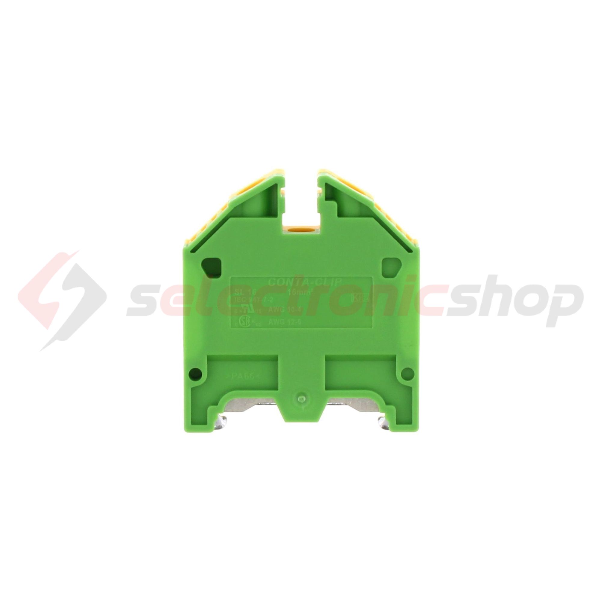Földelő sorkapocs TS35 1-szintes 2,5-16mm2 zöld-sárga csavaros csavaros SL 16/35 GNYE CONTA-CLIP - 1197.2