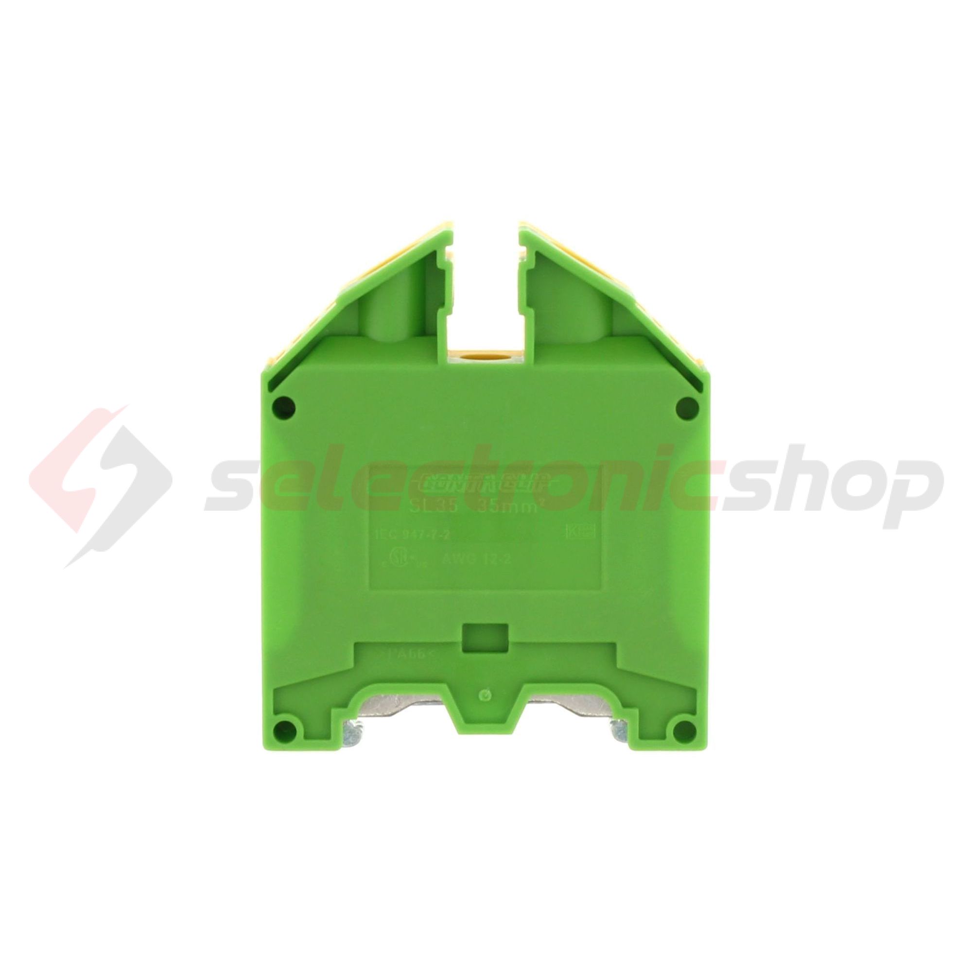 Földelő sorkapocs TS35 1-szintes 2,5-35mm2 zöld-sárga csavaros csavaros SL 35/35 GNYE CONTA-CLIP - 1199.2