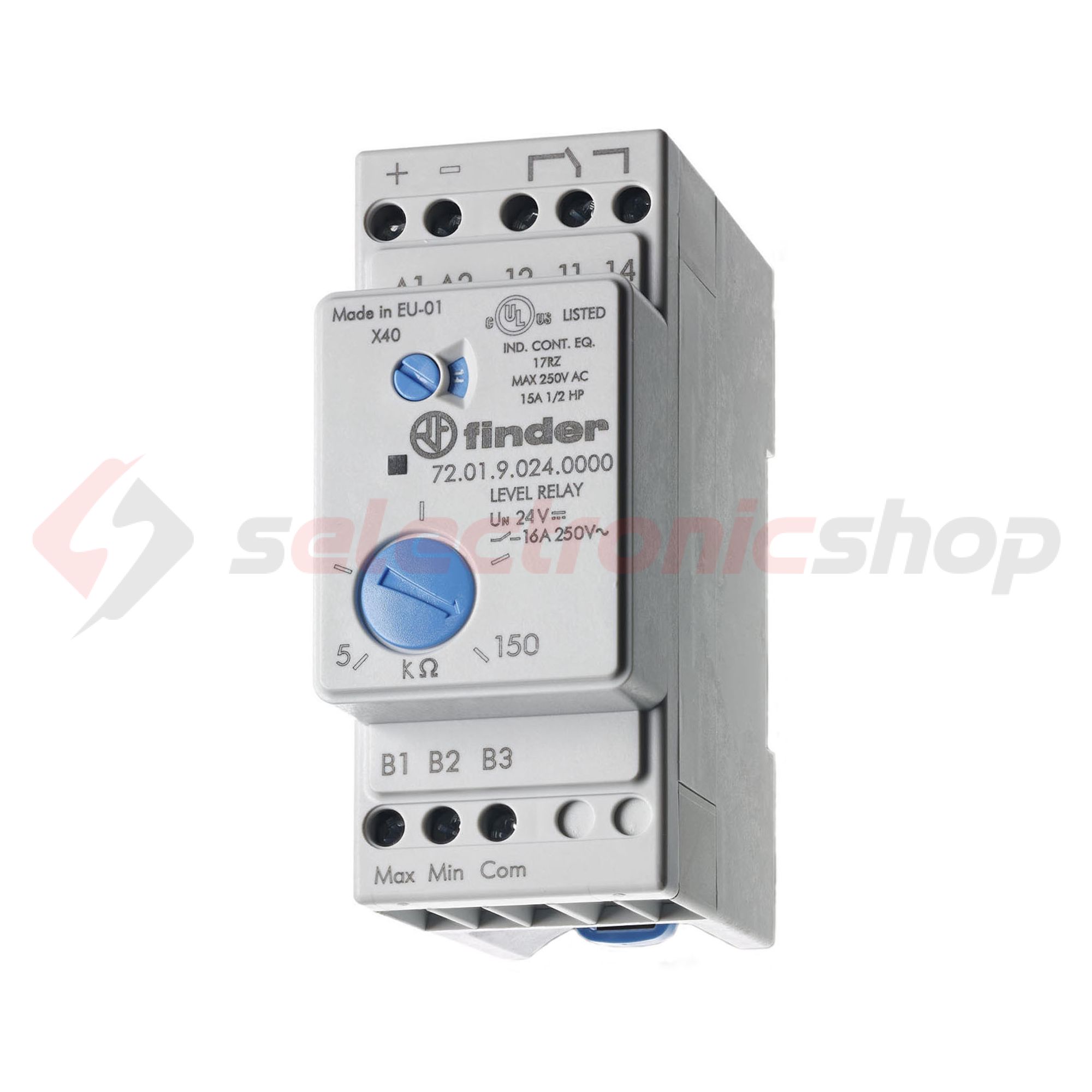 Folyadékszint figyelő relé vezetőképesség-elvű 1v 230VAC-működtetés AC 72.01.8.240.0000 FINDER - 720182400000
