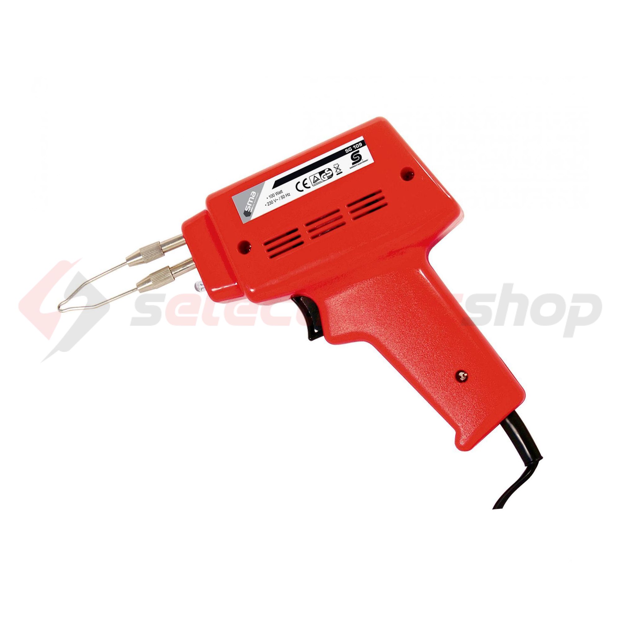 Forrasztó pisztolypáka SG109T-heggyel lámpával 100W 230V 3s-felfűtés cserélhető csúcs SG 109 SMA
