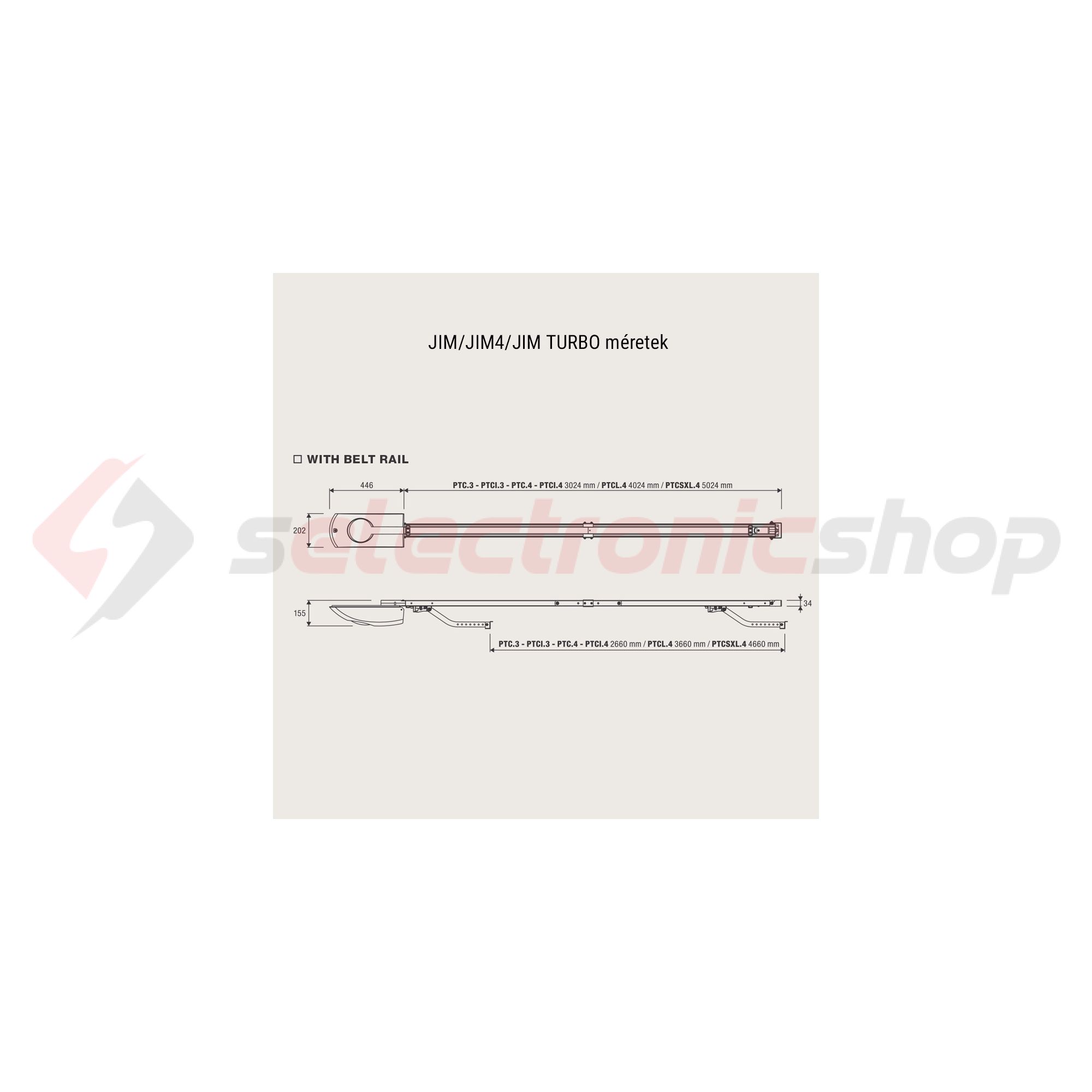 Garázsnyitó szett RF vezérlővel 24VDC-motor bordásszíj+3m sín 230V 600Nmax.húzóerő JM.3 BENINCA - 9592381