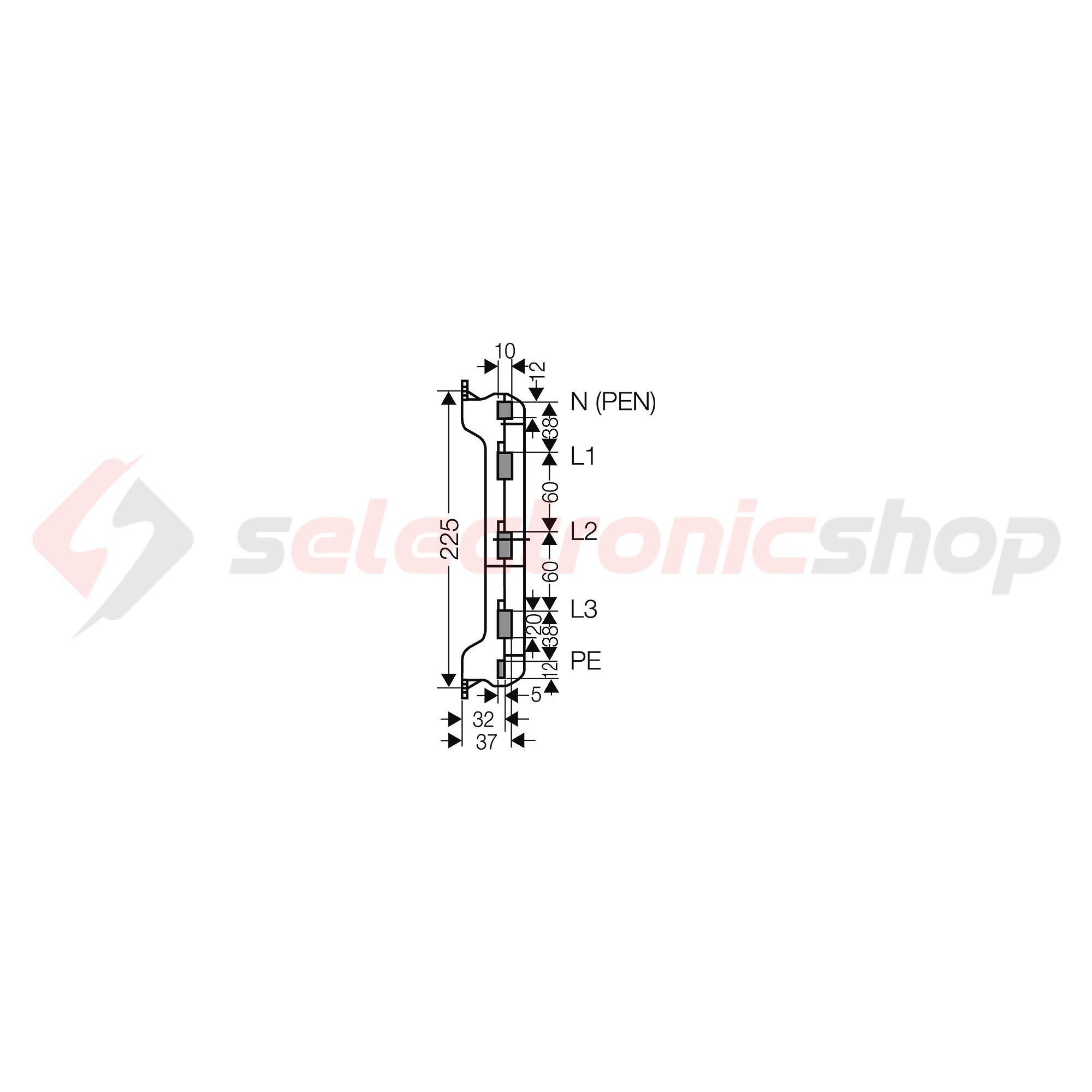 Gyűjtősíntartó 3x20x10/12x10/12x5mm 5P 400A 60mm-síntáv MiST41 ENYMETER Hensel - 2000817