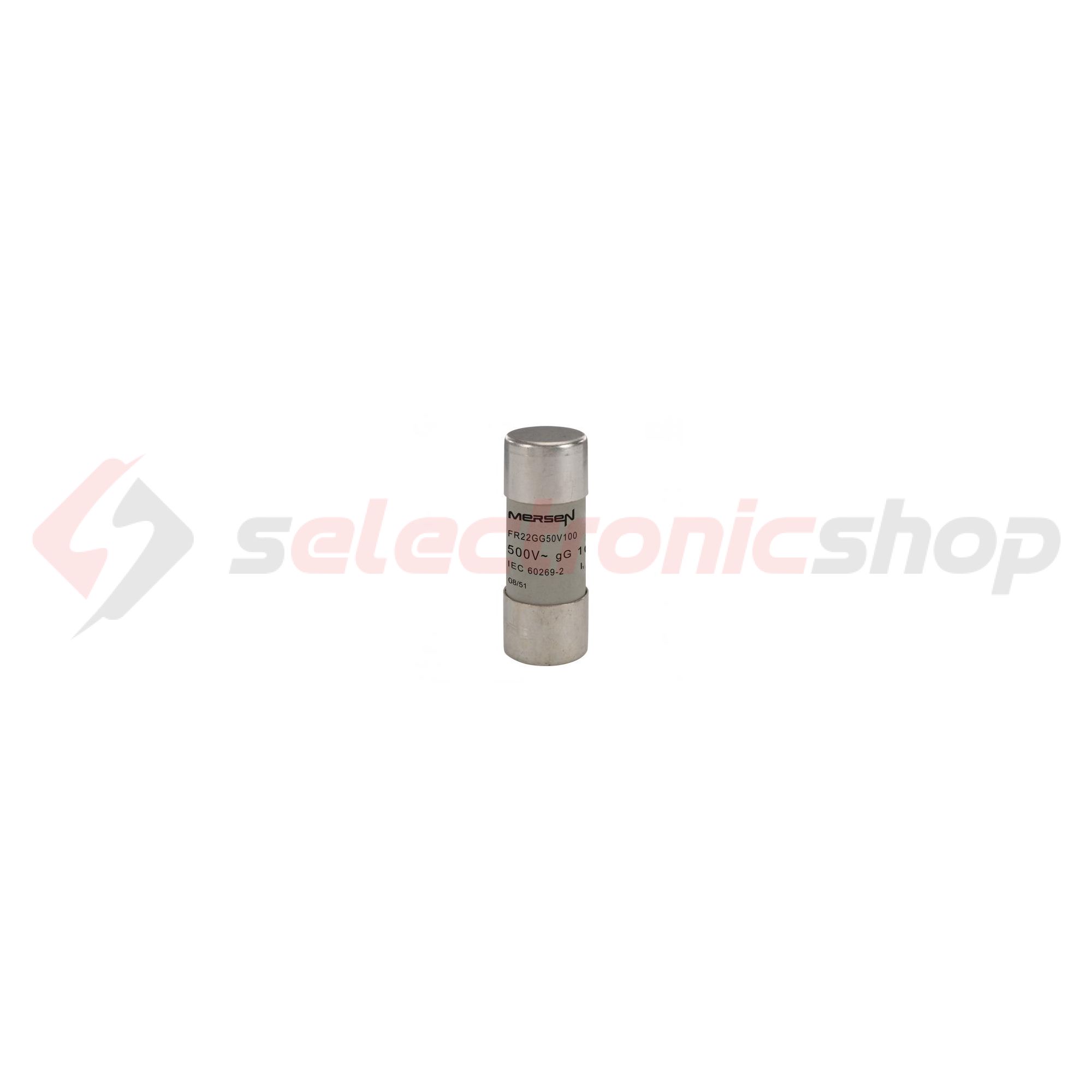 Hengeres biztosítóbetét gG 22x58mm 100A AC500/600V FR22GG50V100 MERSEN - E218205J (782090)