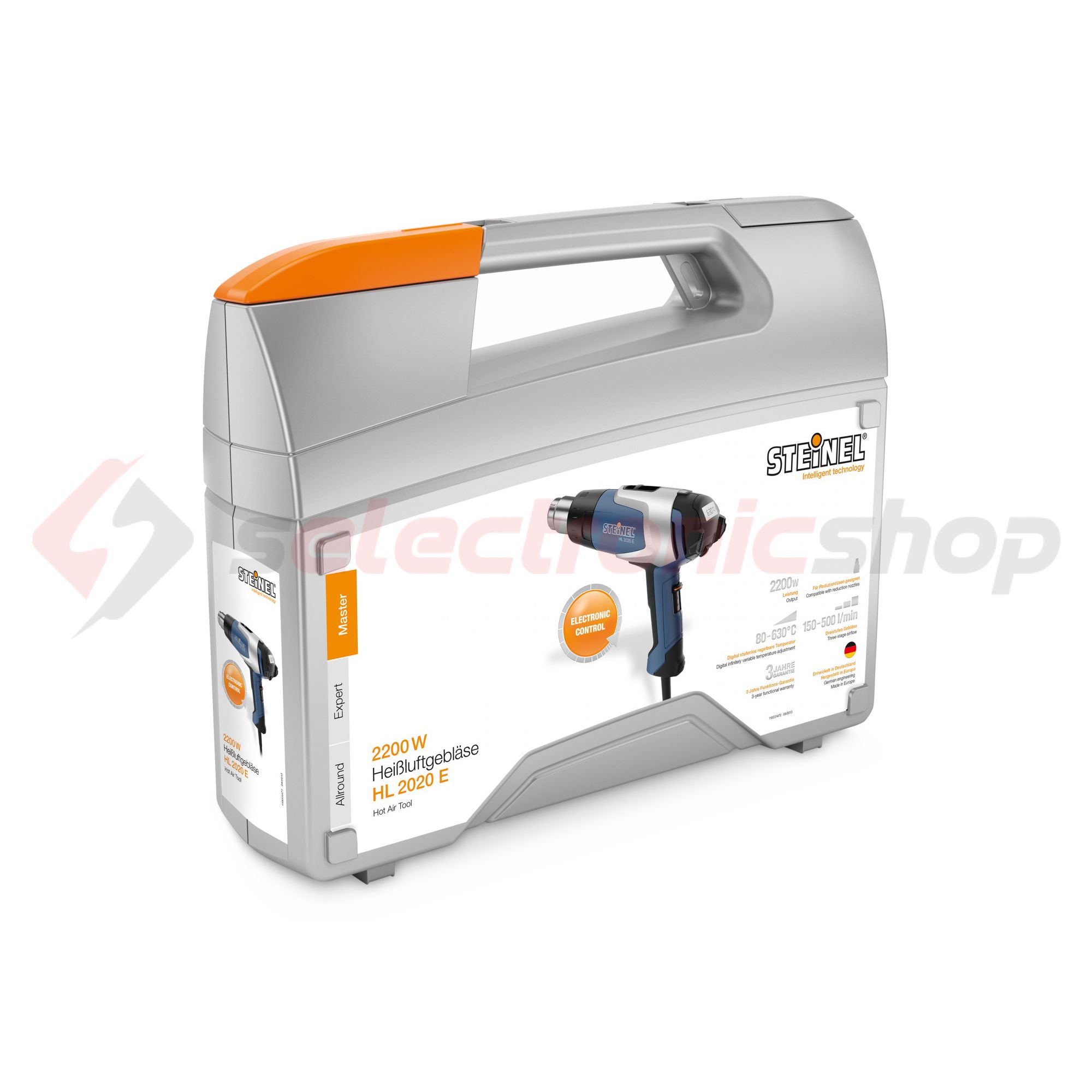 Hőlégfúvó pisztoly LCD 2200W 80-630°C szabályozott 500l/min hőfokkijelzéssel HL 2020 E STEINEL - 008192
