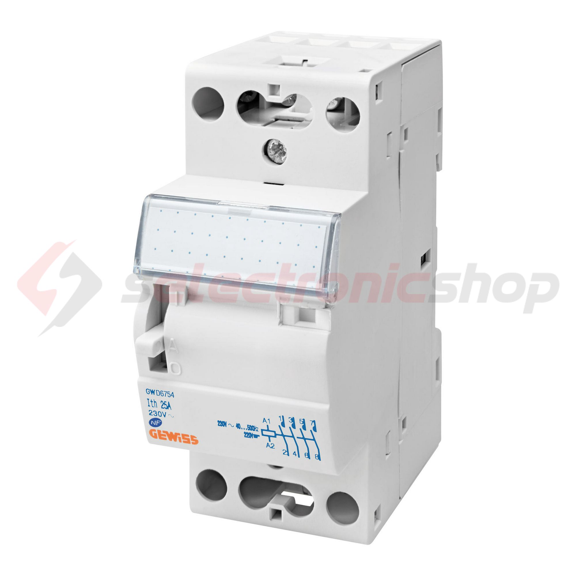 Installációs kontaktor sorolható 25A/ 400V AC 230V AC/DC-műk 2M 90AM GEWISS - GWD6754